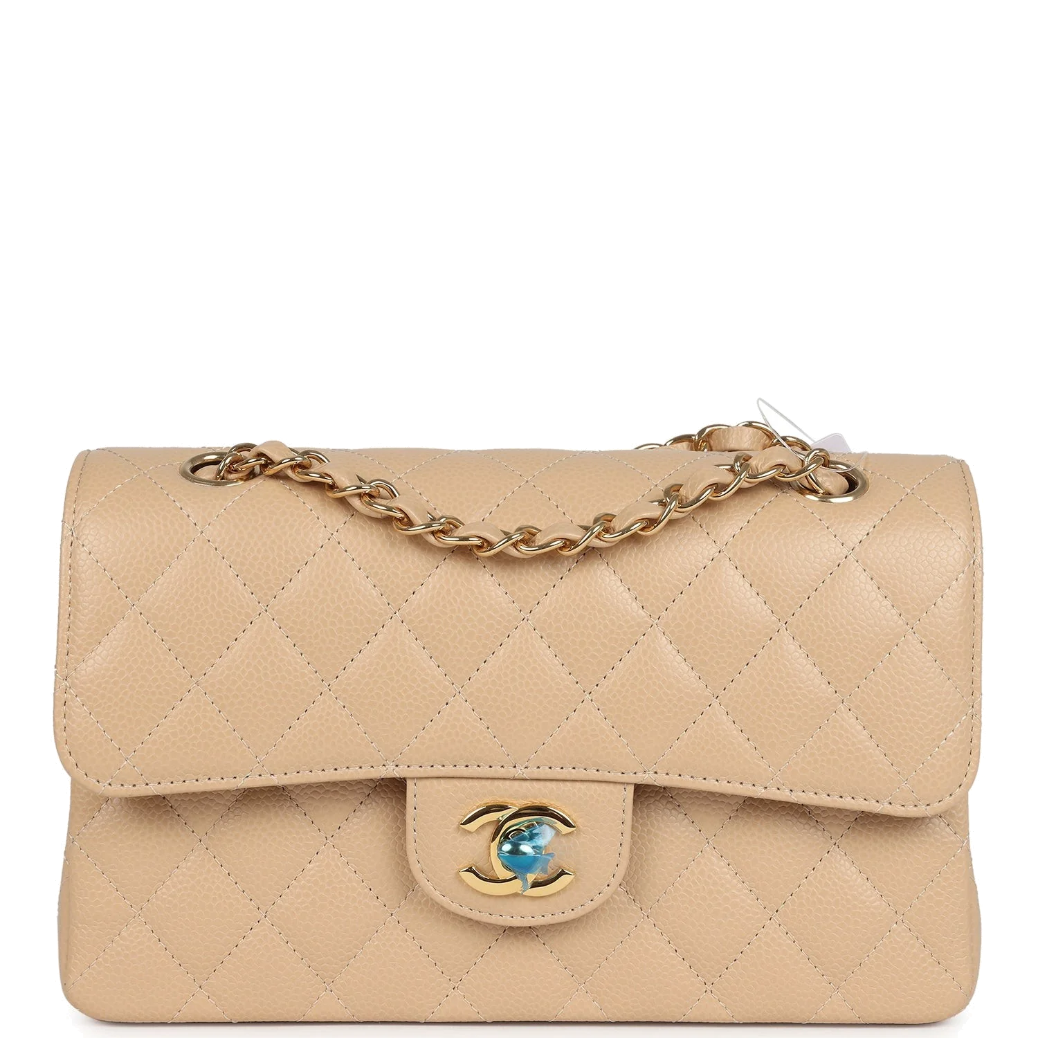 Chanel Small Classic Double Flap Bag Beige Caviar — фото 2