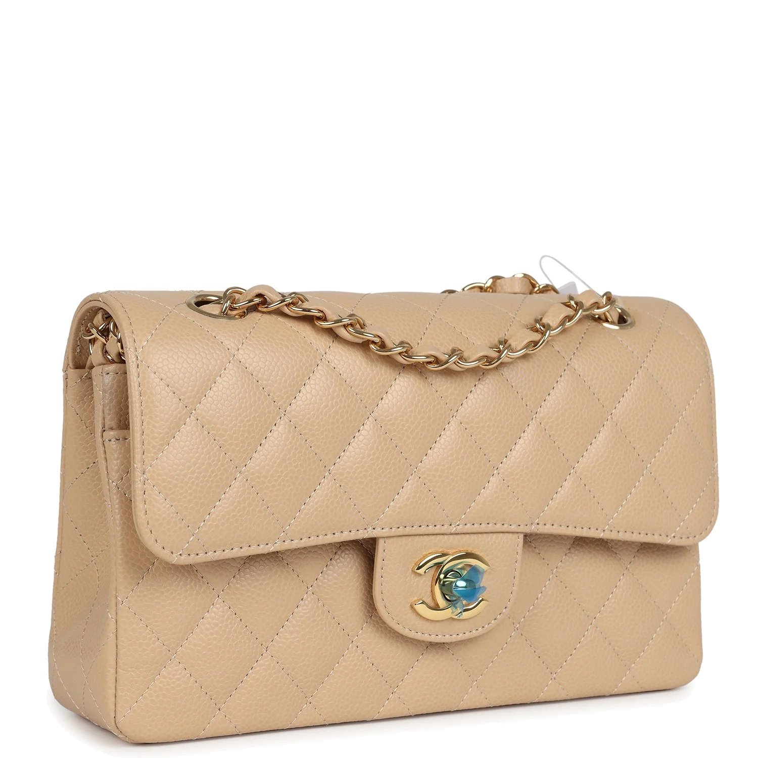 Chanel Small Classic Double Flap Bag Beige Caviar — фото 3