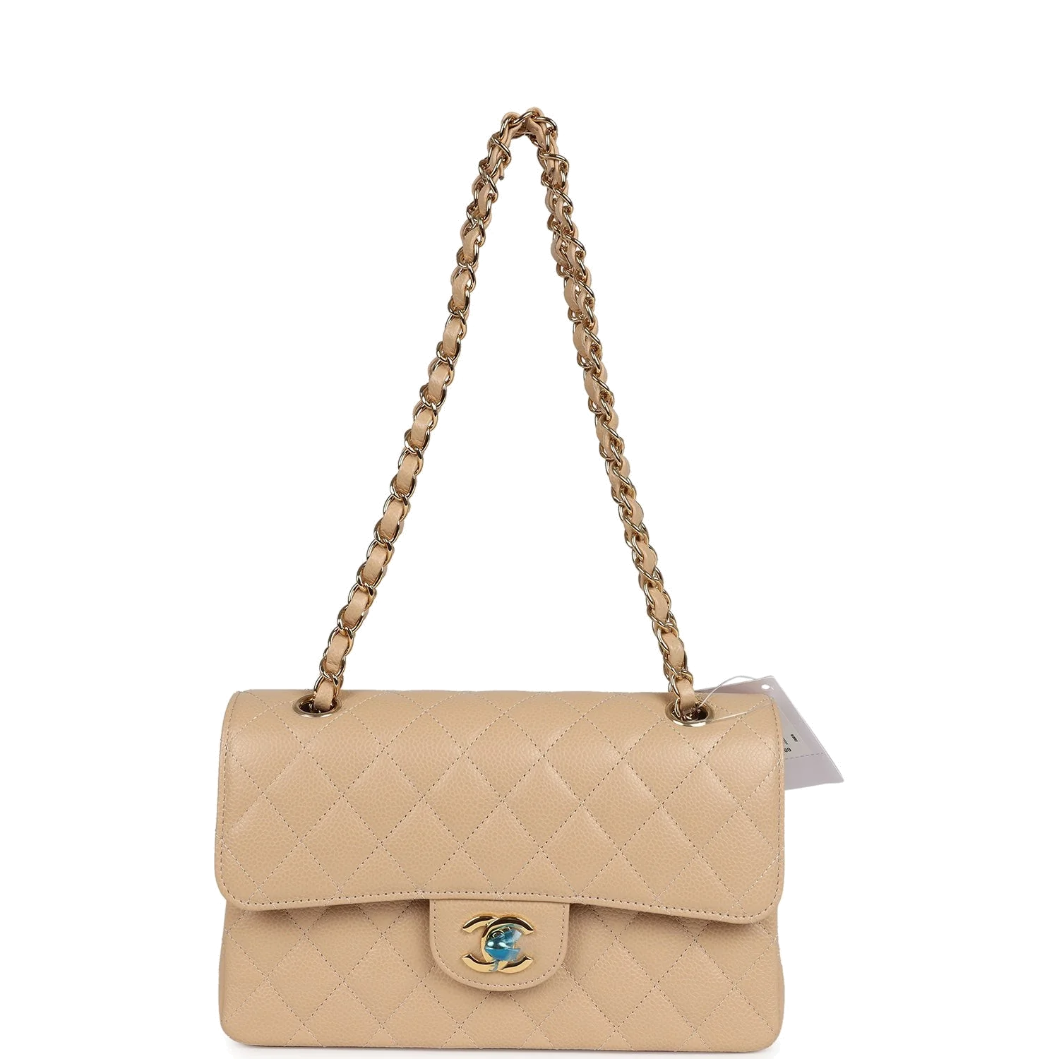 Chanel Small Classic Double Flap Bag Beige Caviar — фото 8