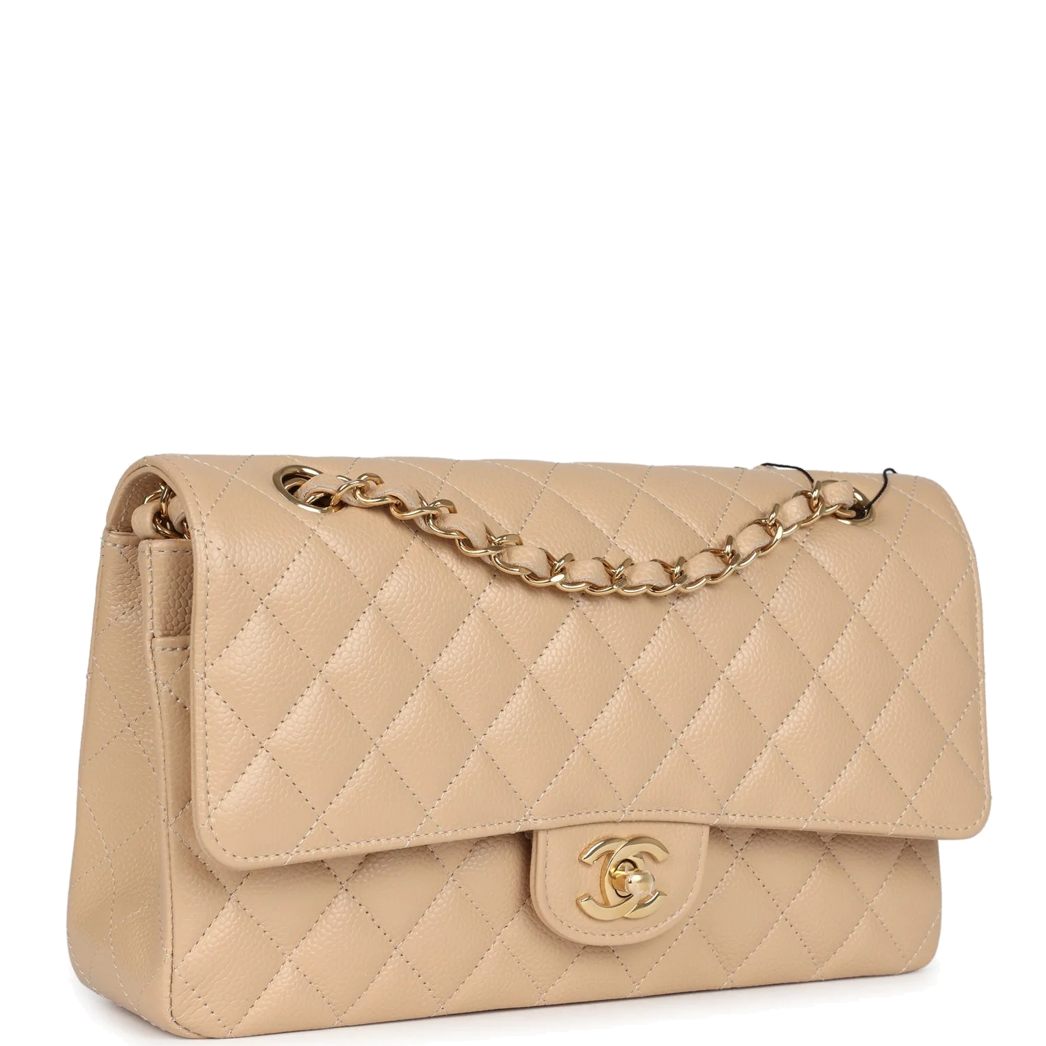 Chanel Medium Classic Double Flap Beige Caviar — фото 3