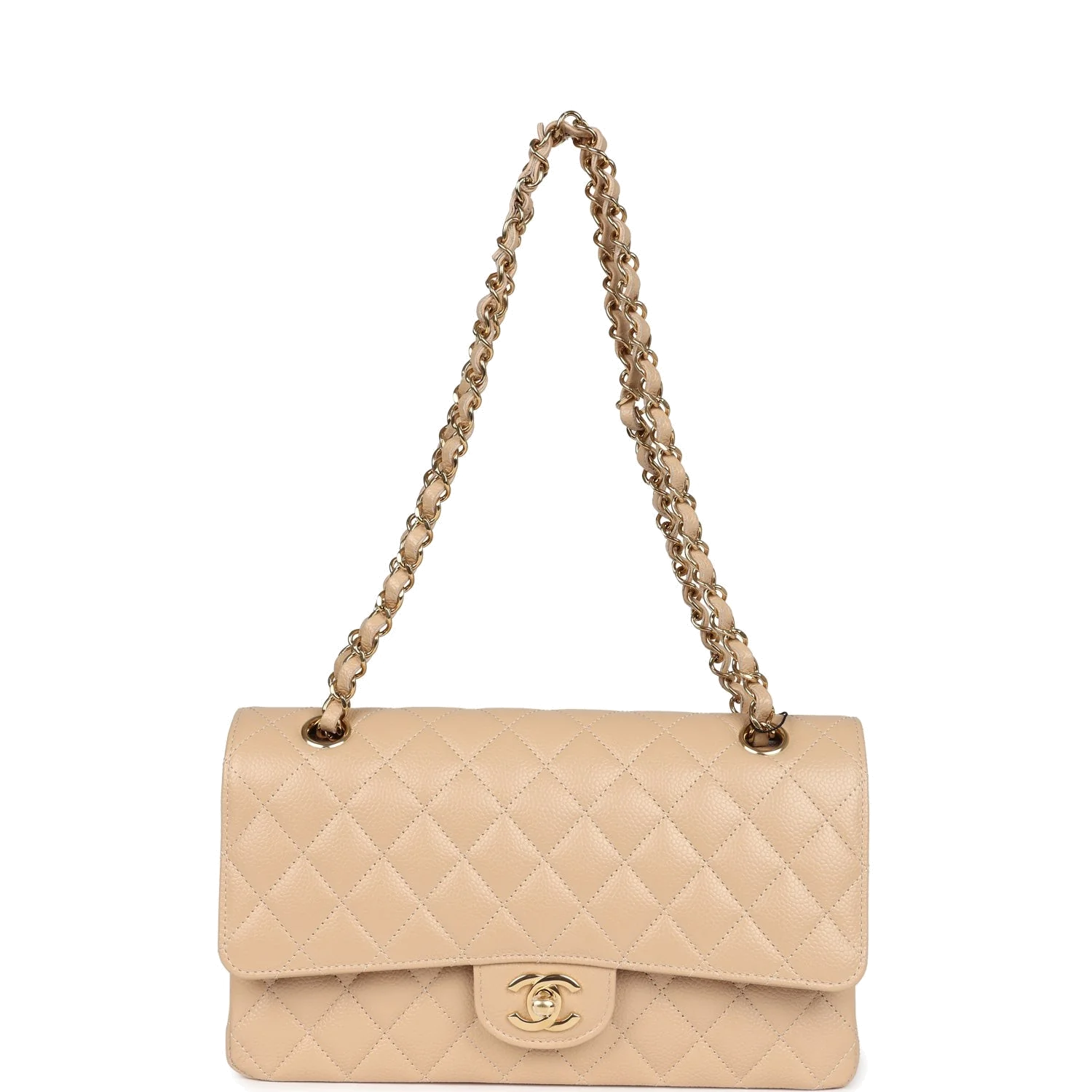 Chanel Medium Classic Double Flap Beige Caviar — фото 8
