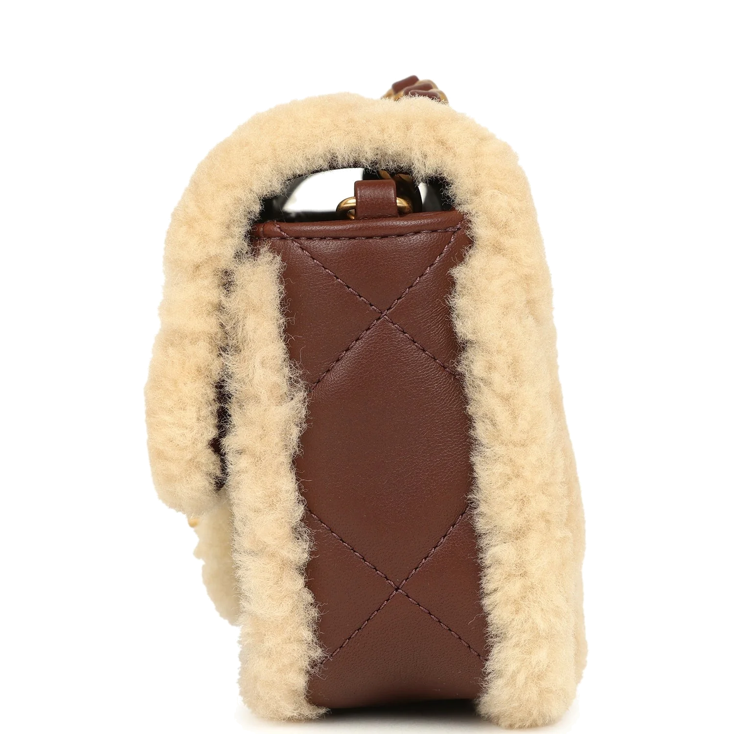 Chanel Mini Shearling Flap Bag Brown Lambskin — фото 4