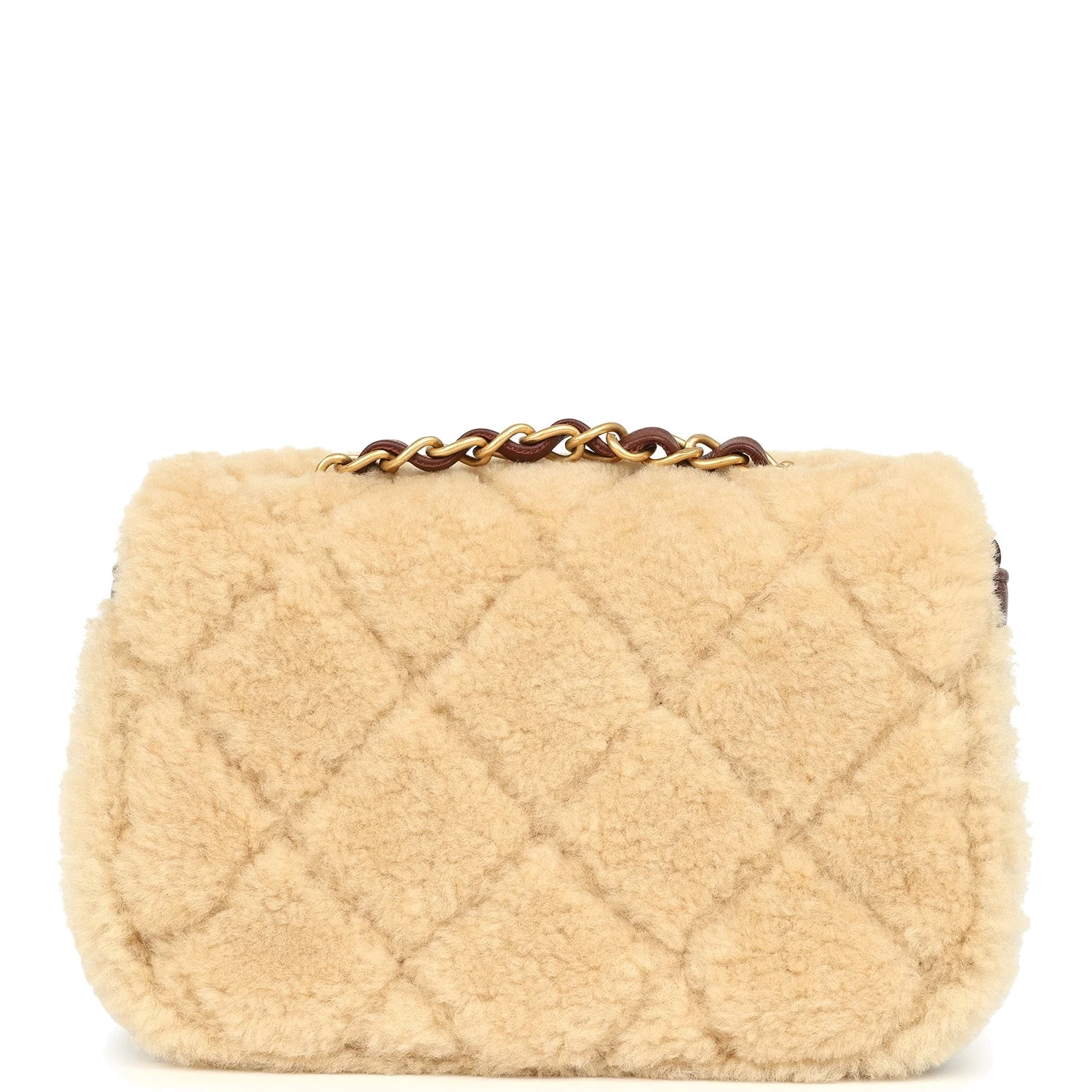 Chanel Mini Shearling Flap Bag Brown Lambskin — фото 5