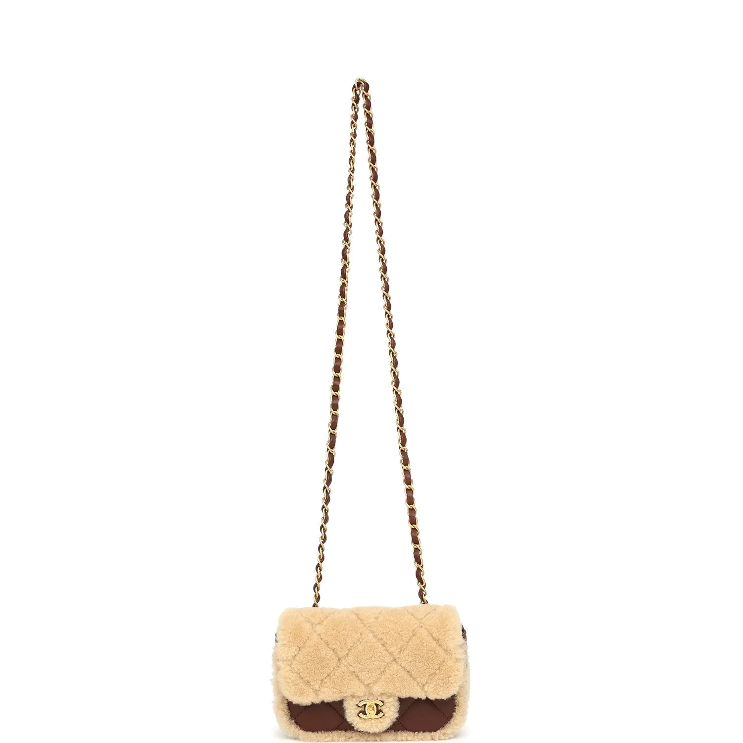 Chanel Mini Shearling Flap Bag Brown Lambskin — фото 8