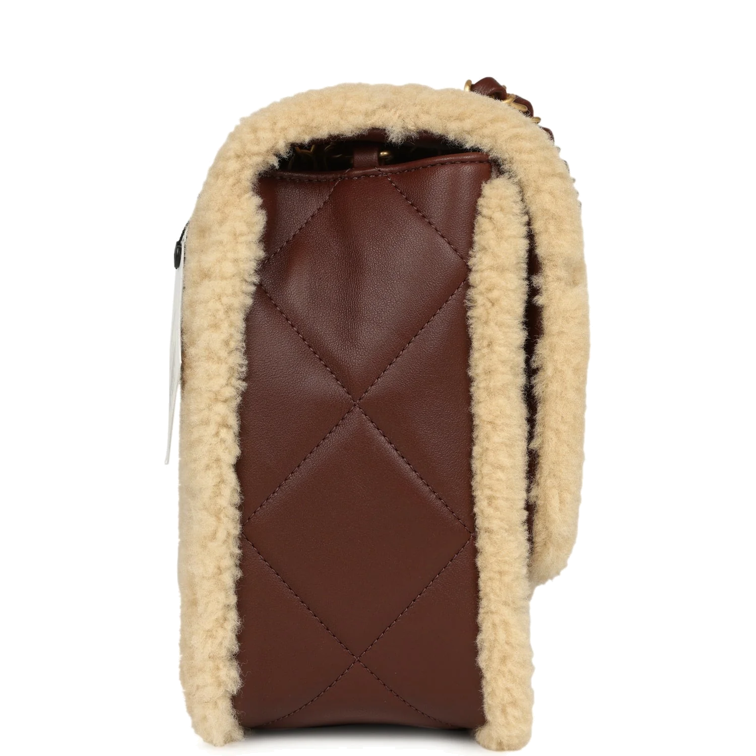 Chanel Large Shearling Flap Bag Dark Brown Lambskin and Beige Shearling — фото 4
