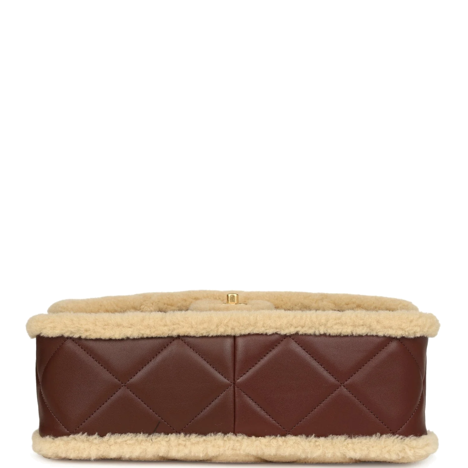 Chanel Large Shearling Flap Bag Dark Brown Lambskin and Beige Shearling — фото 7