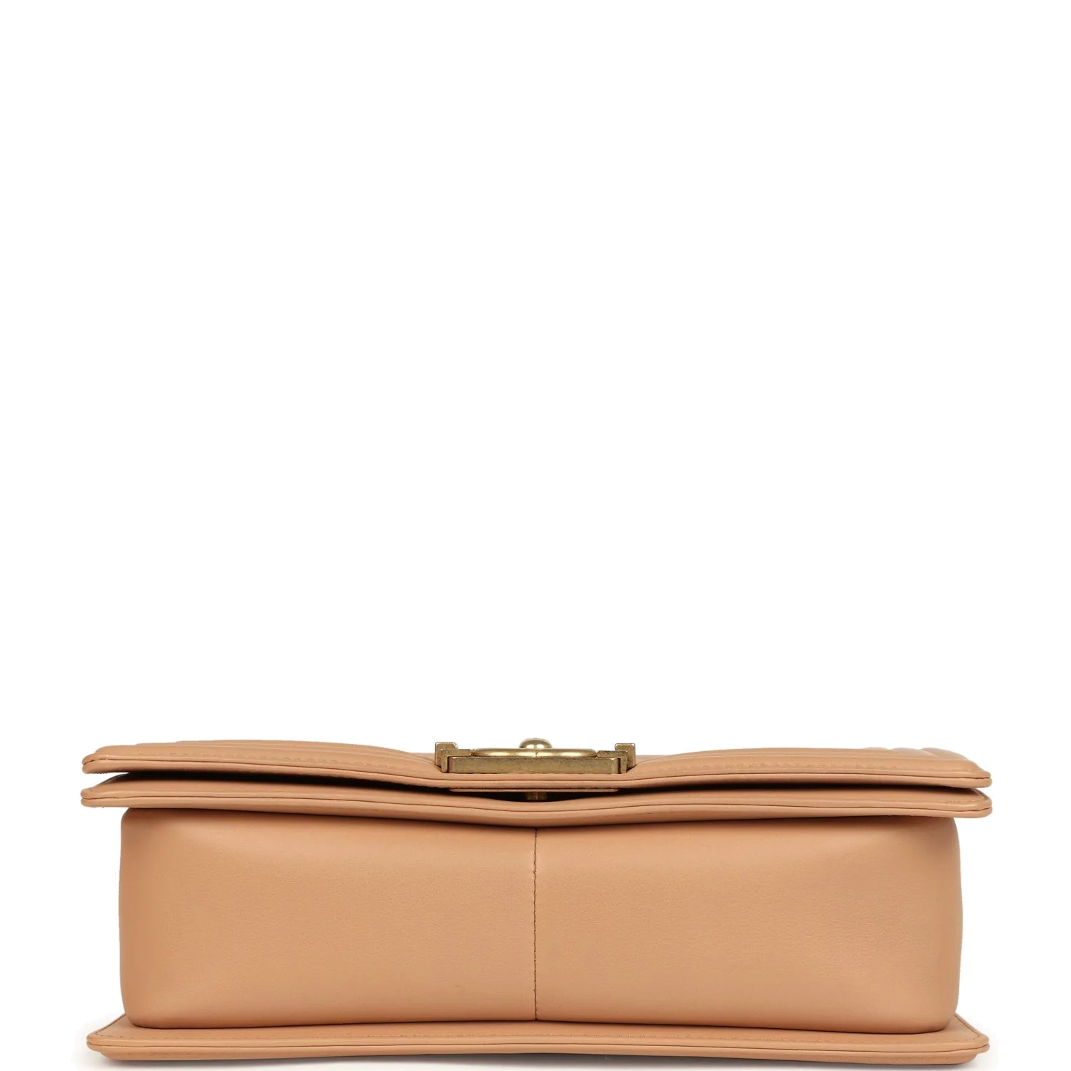 Preowned Chanel Medium Boy Bag Dark Beige Lambskin — фото 7