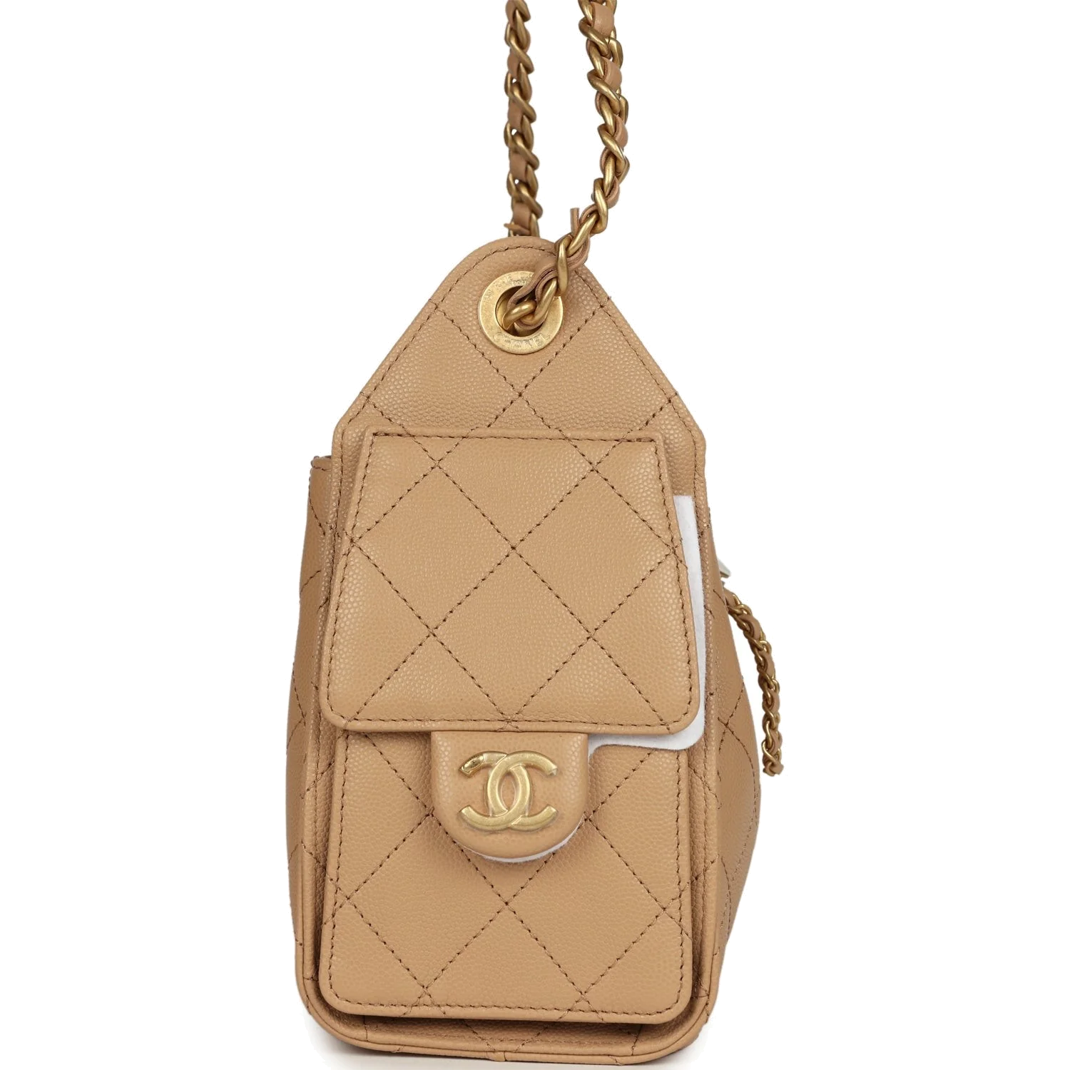 Chanel Mini 25 Hobo Bag Beige Caviar — фото 4