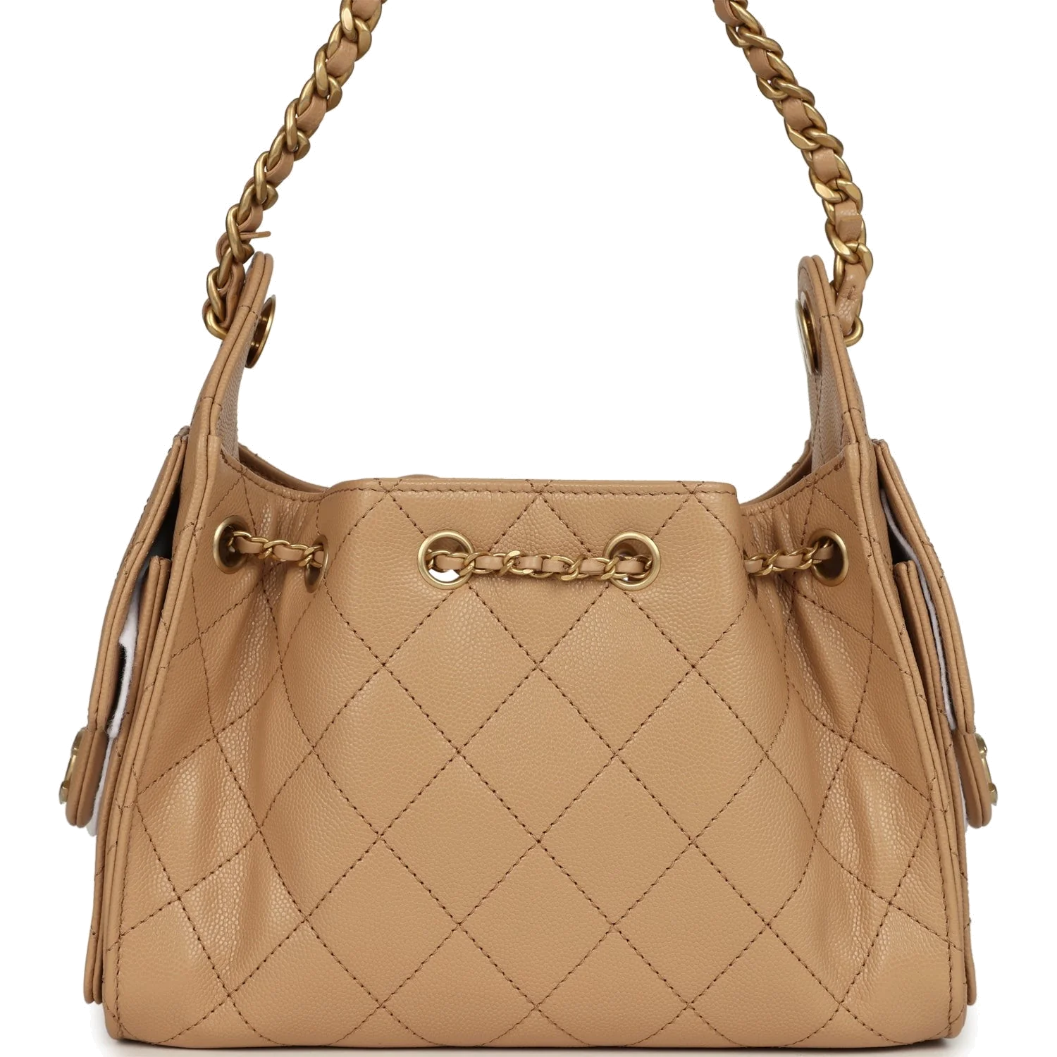 Chanel Mini 25 Hobo Bag Beige Caviar — фото 5