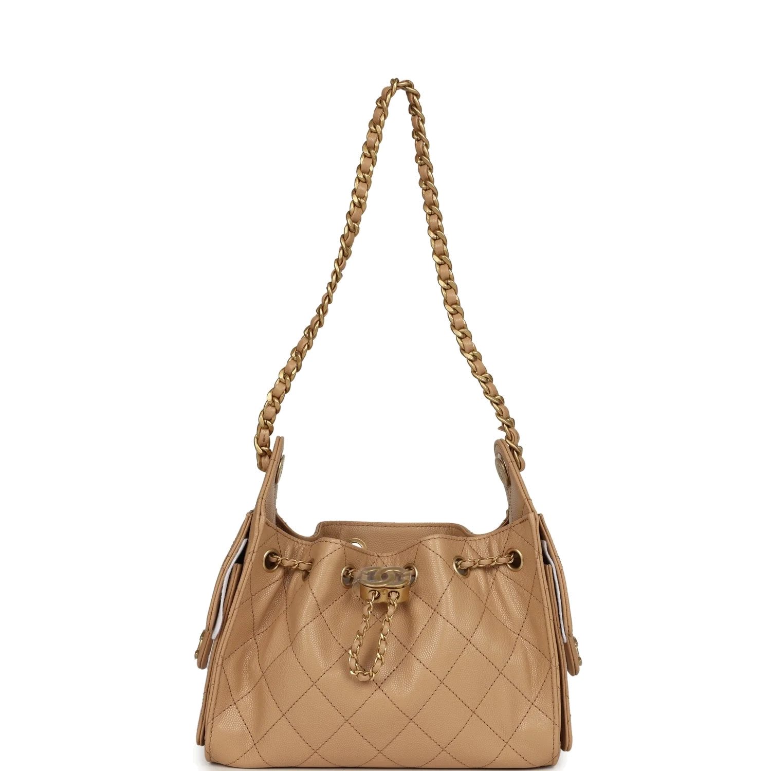 Chanel Mini 25 Hobo Bag Beige Caviar — фото 8