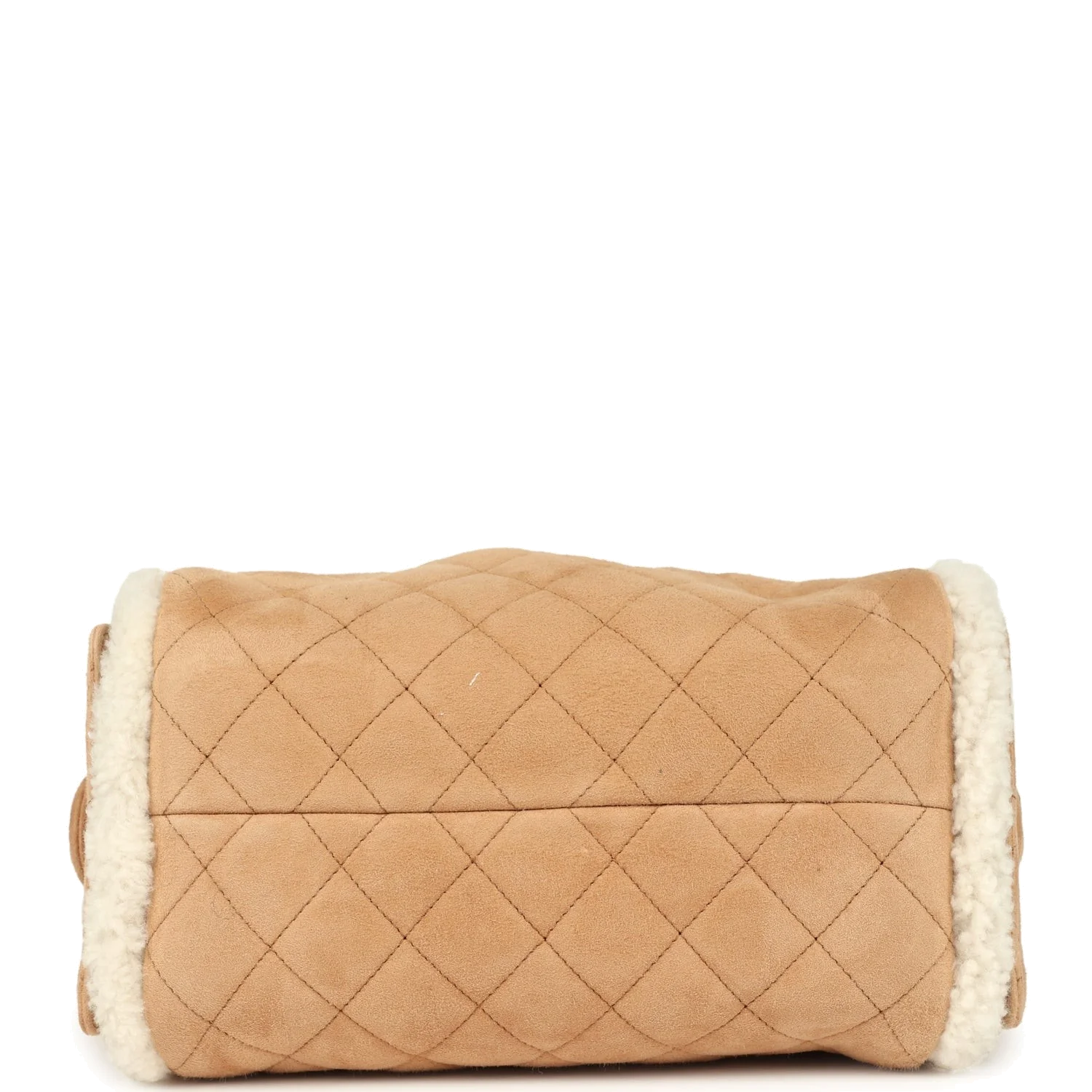 Chanel Small 25 Hobo Bag Beige Suede and White Shearling — фото 7