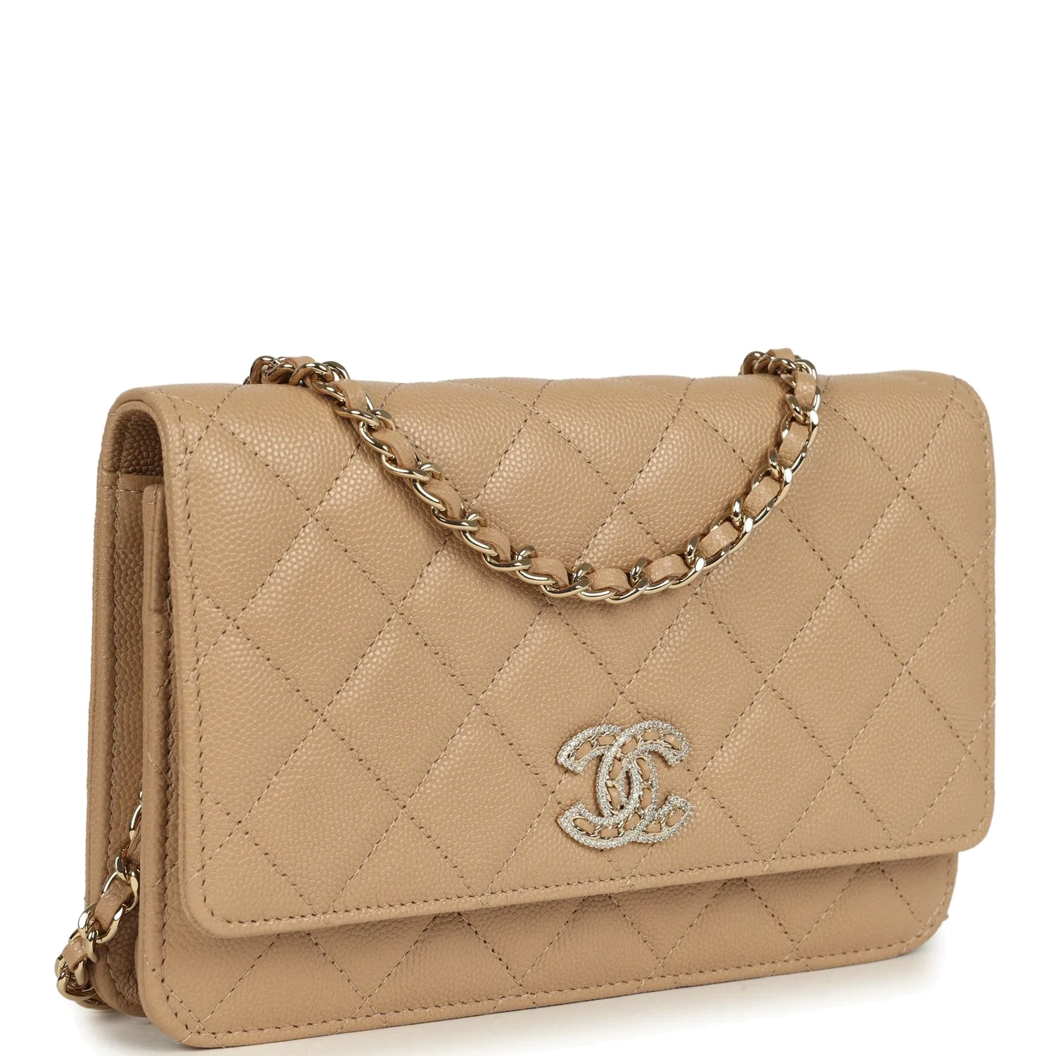 Chanel Wallet On Chain WOC Beige Shiny Caviar — фото 3