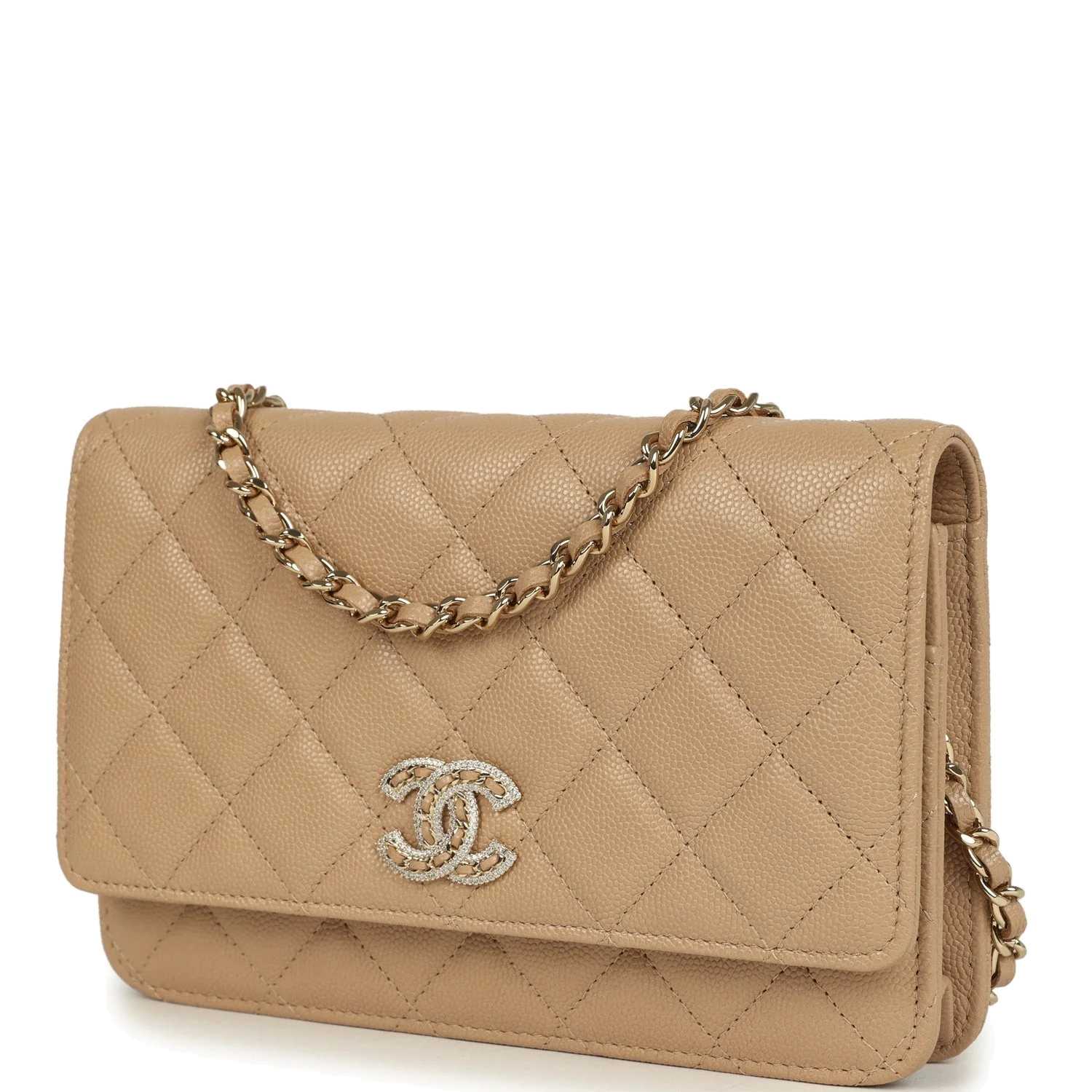 Chanel Wallet On Chain WOC Beige Shiny Caviar — фото 6