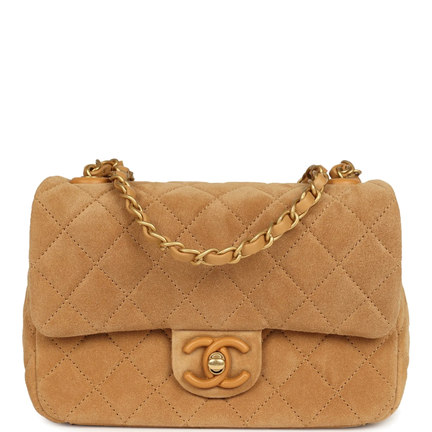 Chanel Mini CC Color Flap Bag Dark Beige Suede