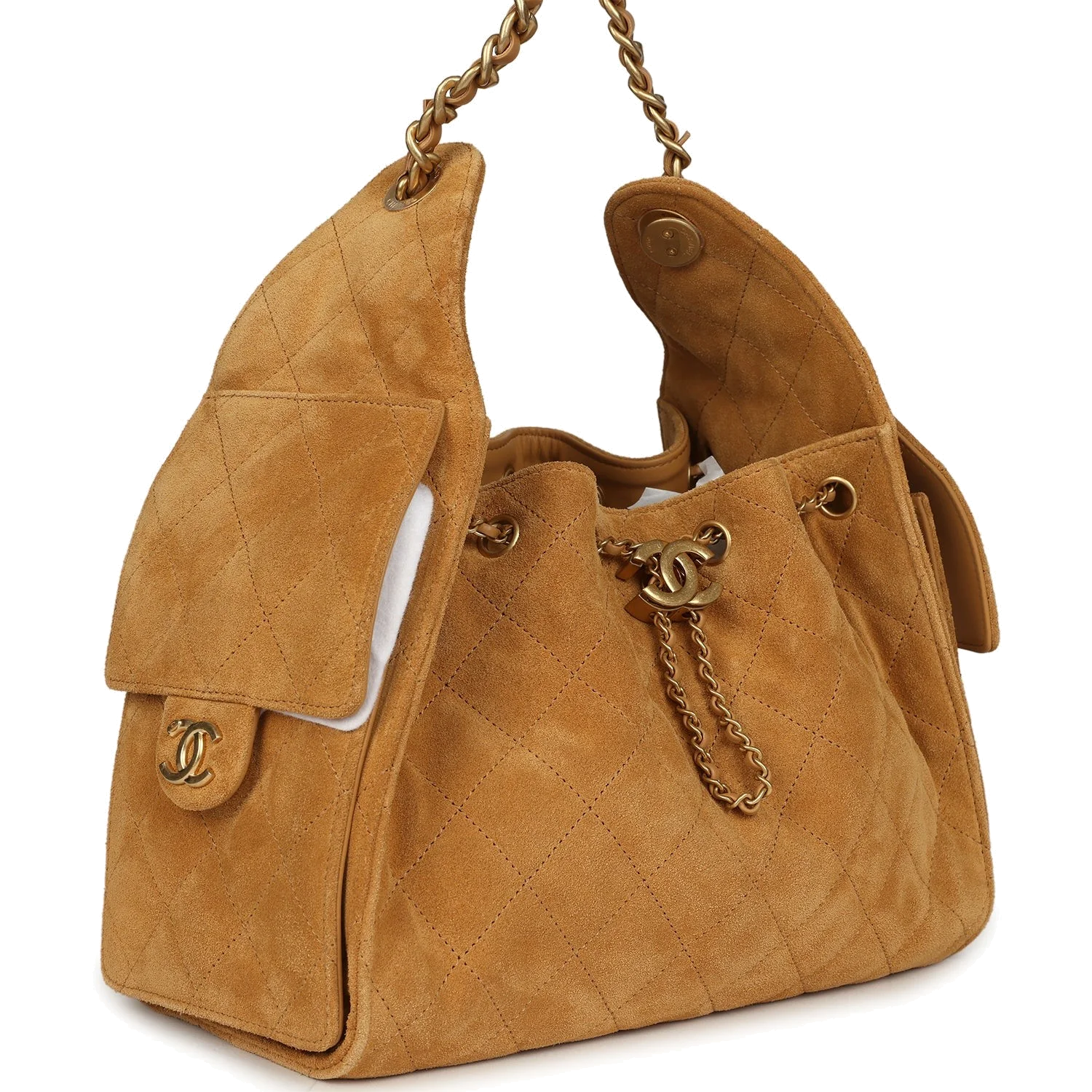 Chanel Small 25 Hobo Bag Tan Suede — фото 4