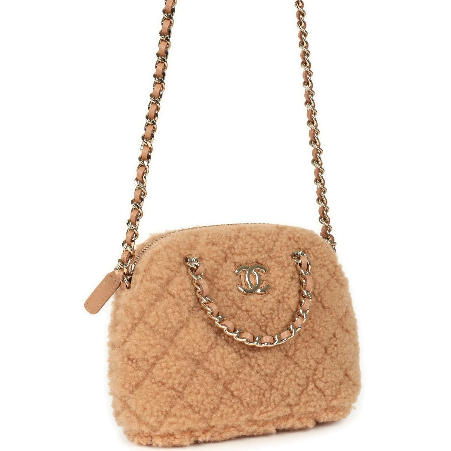 Chanel Small Coco Crossbody Bag Light Brown Shearling — фото 3