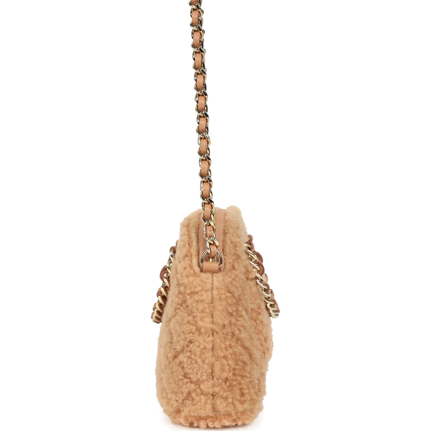 Chanel Small Coco Crossbody Bag Light Brown Shearling — фото 4