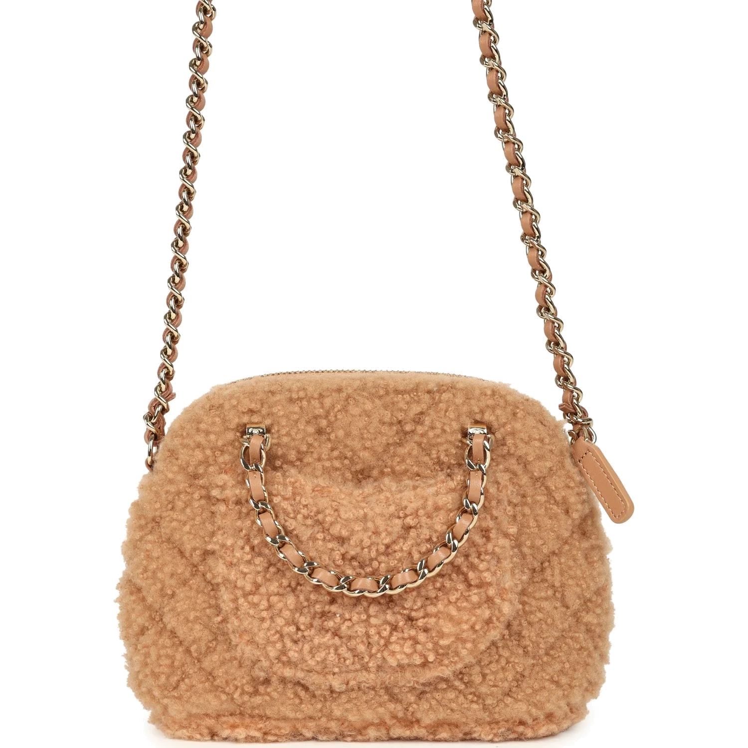 Chanel Small Coco Crossbody Bag Light Brown Shearling — фото 5