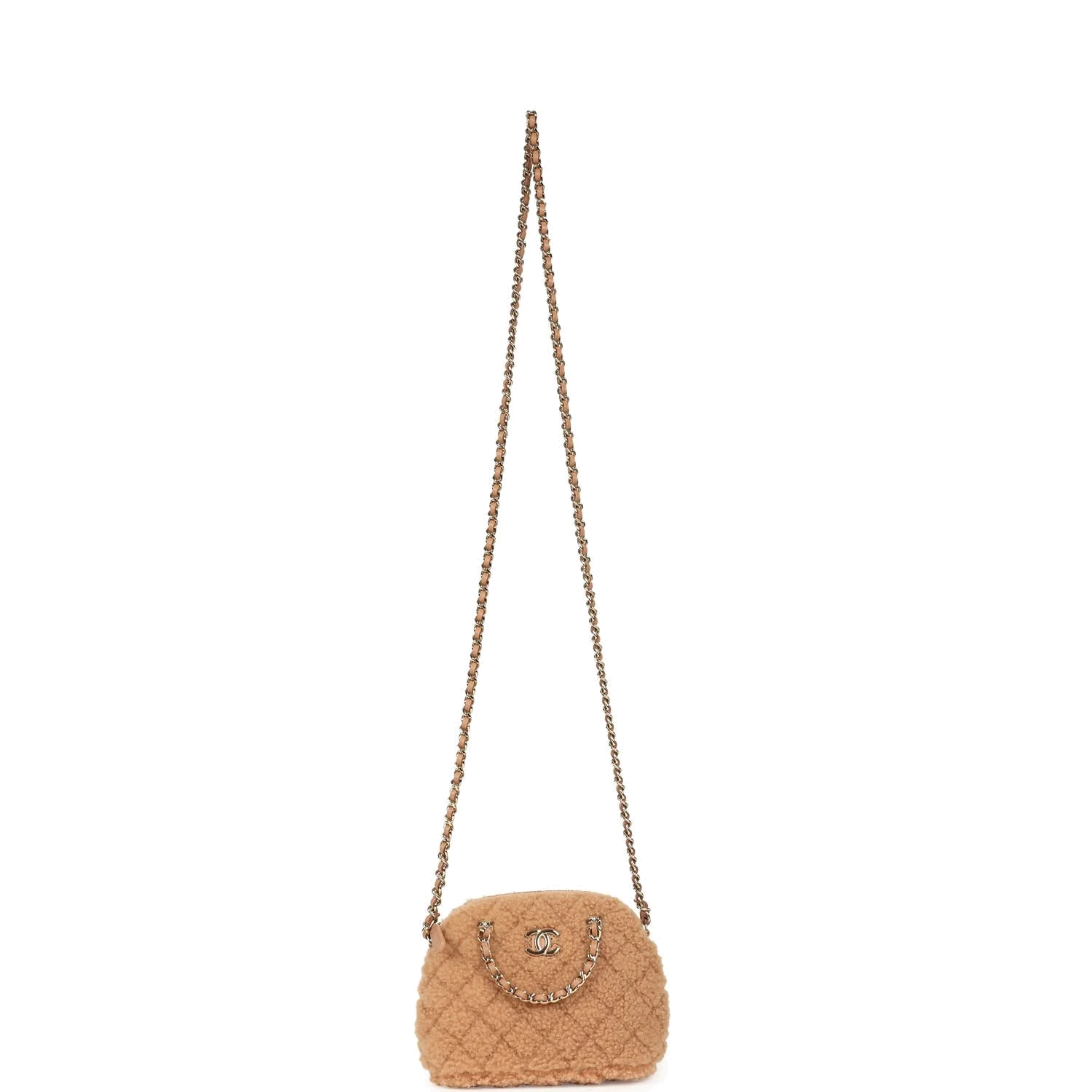 Chanel Small Coco Crossbody Bag Light Brown Shearling — фото 8