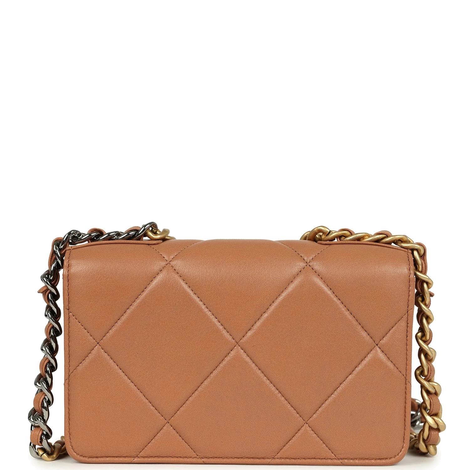 Chanel 19 Wallet On Chain WOC Brown Shiny Lambskin — фото 5