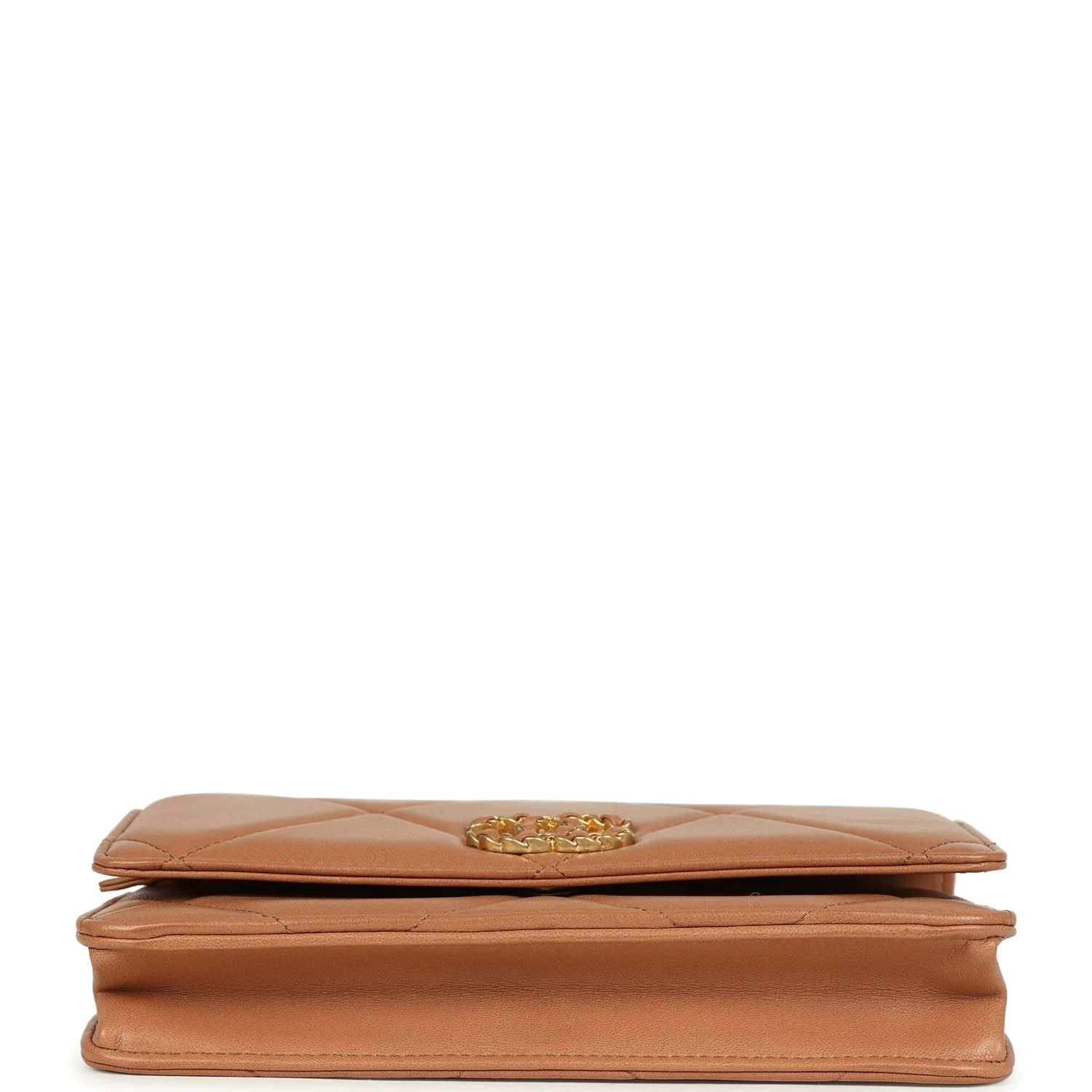 Chanel 19 Wallet On Chain WOC Brown Shiny Lambskin — фото 7
