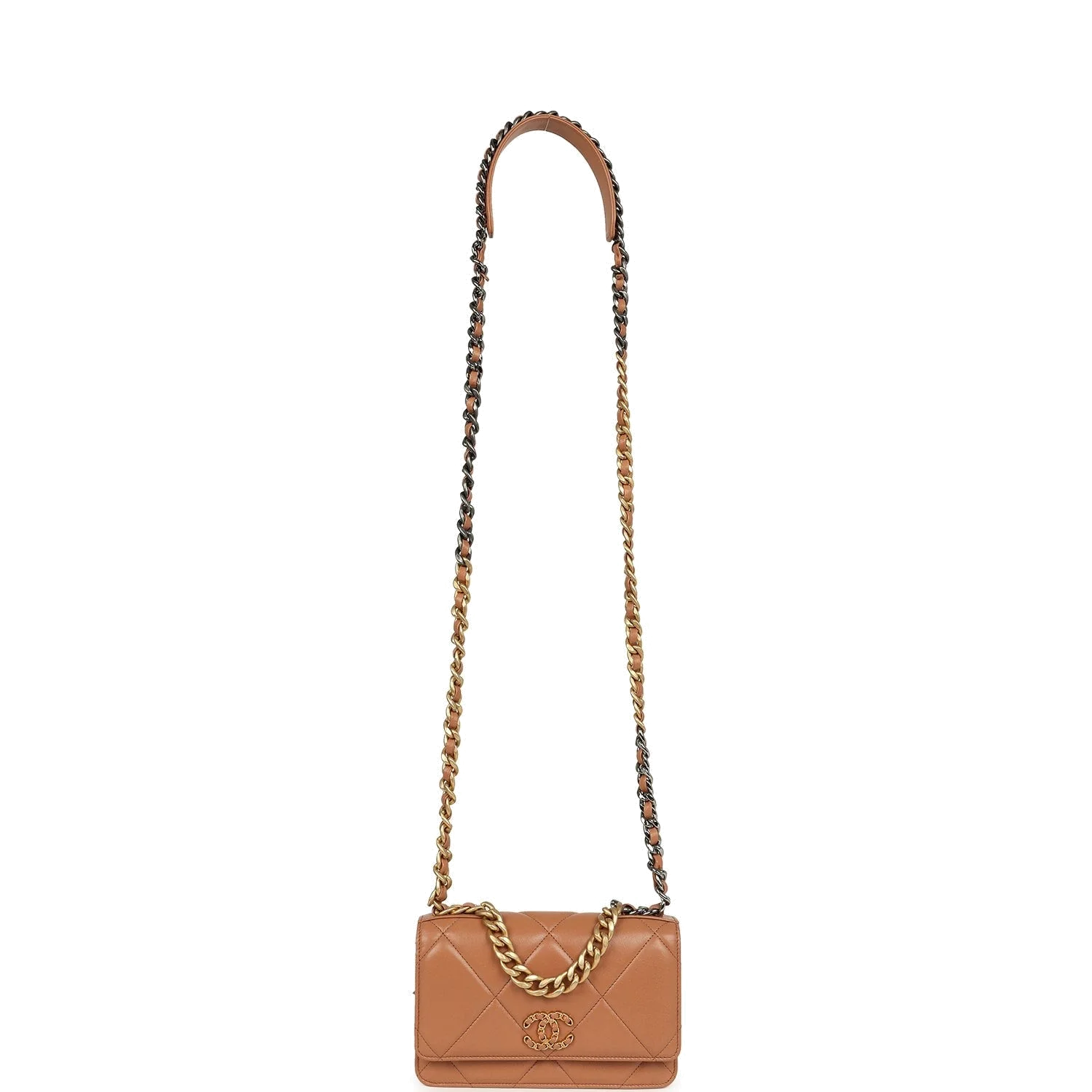 Chanel 19 Wallet On Chain WOC Brown Shiny Lambskin — фото 8