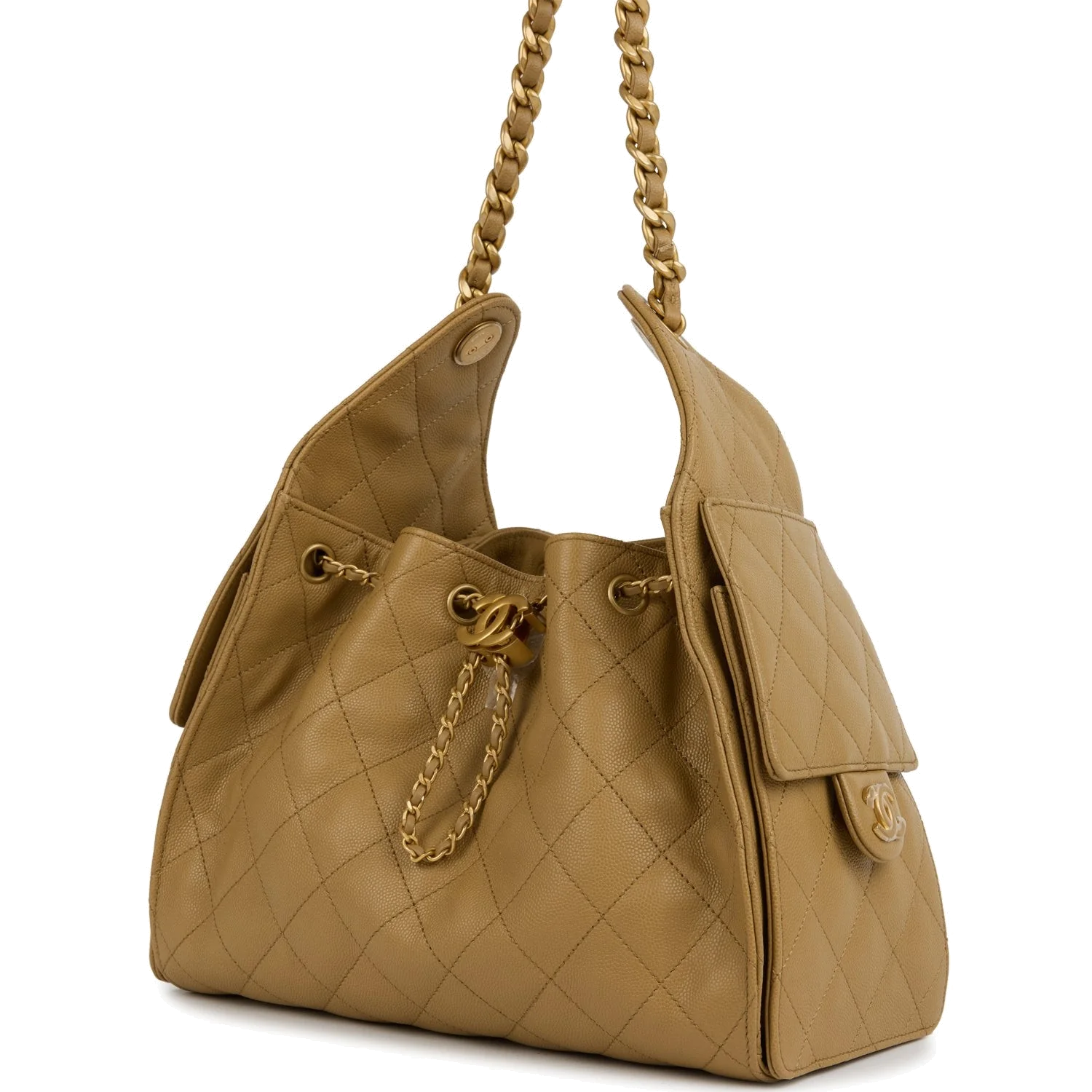 Chanel Small 25 Hobo Bag Dark Beige Caviar — фото 6