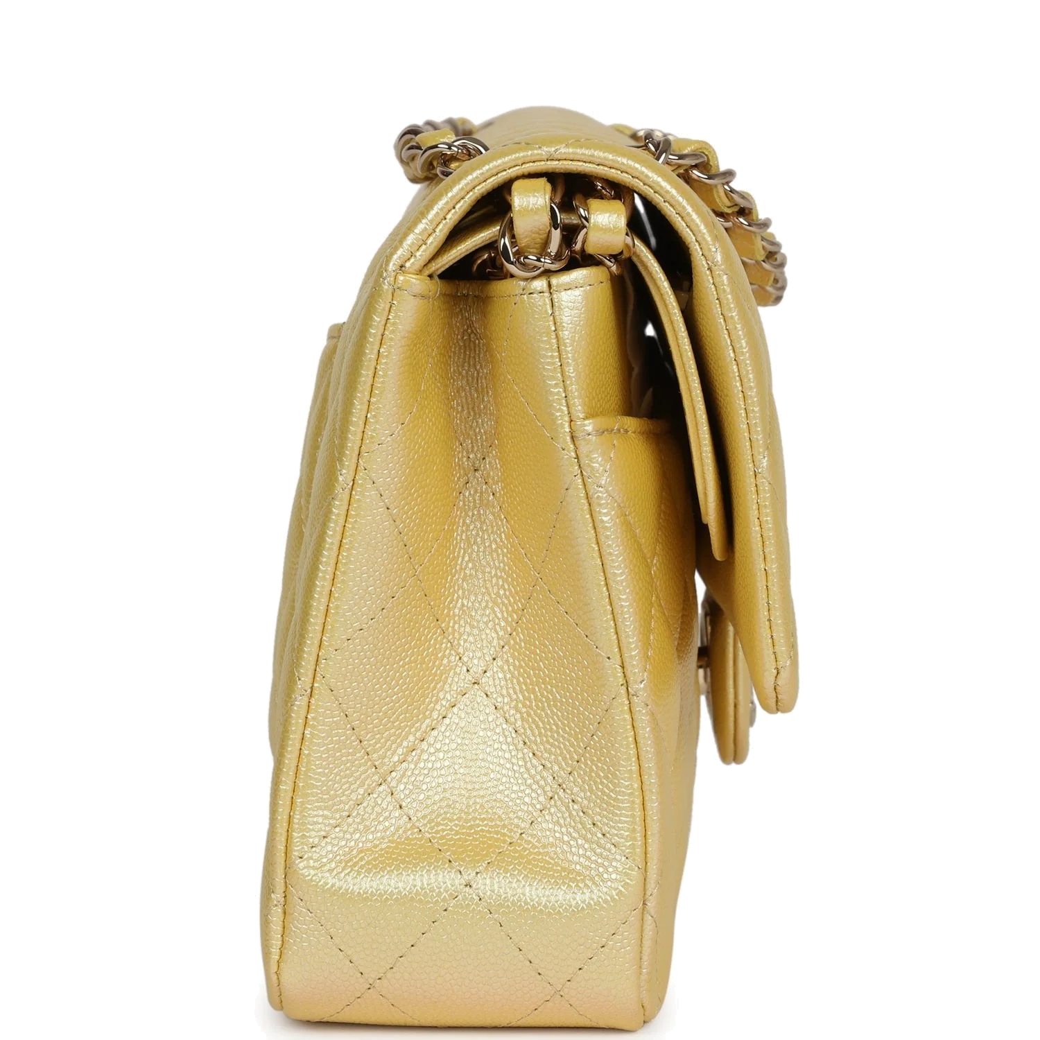 Chanel Medium Classic Double Flap Bag Yellow Iridescent Caviar — фото 4