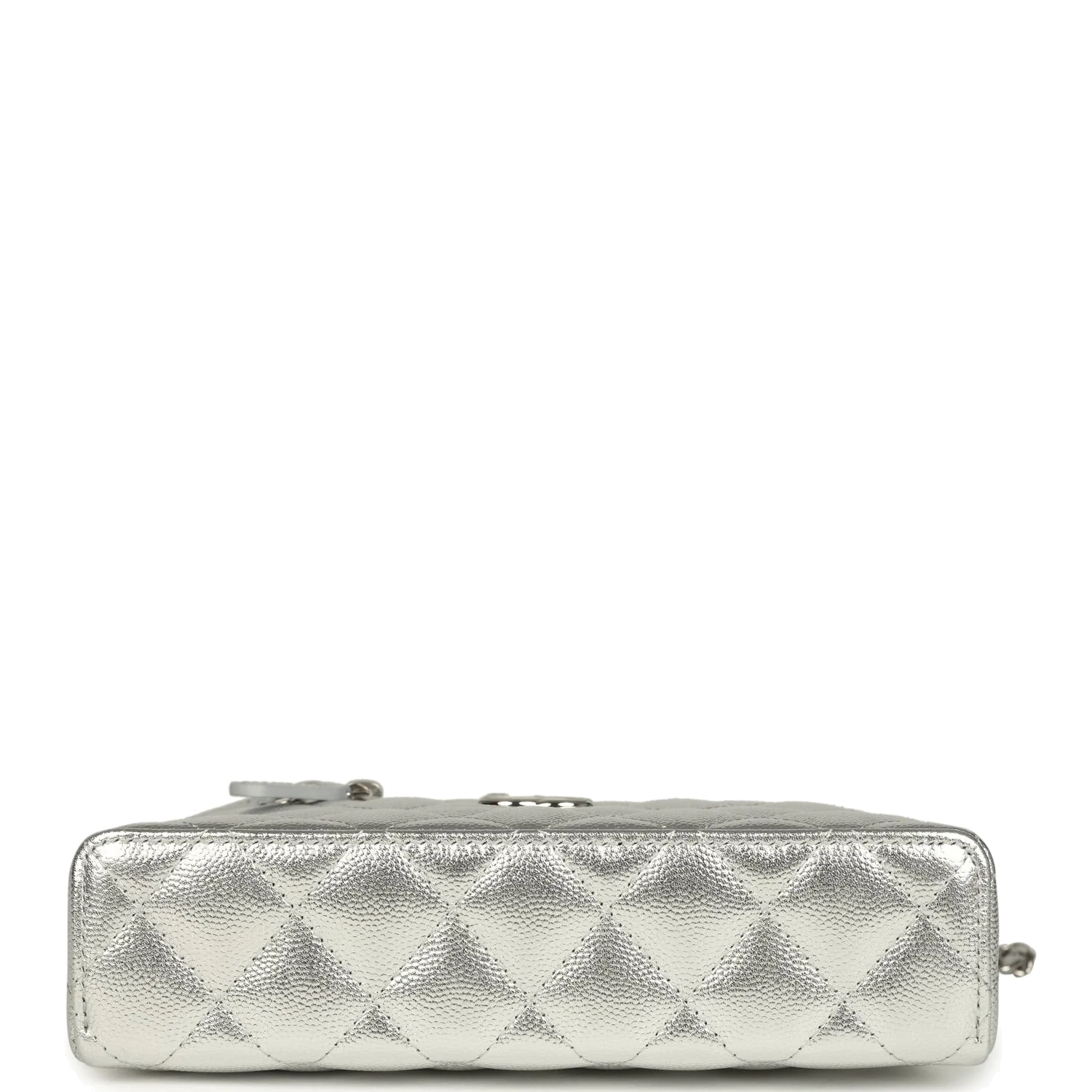 Chanel Top Handle Long Vanity Case with Chain Metallic Silver Shiny Caviar — фото 7