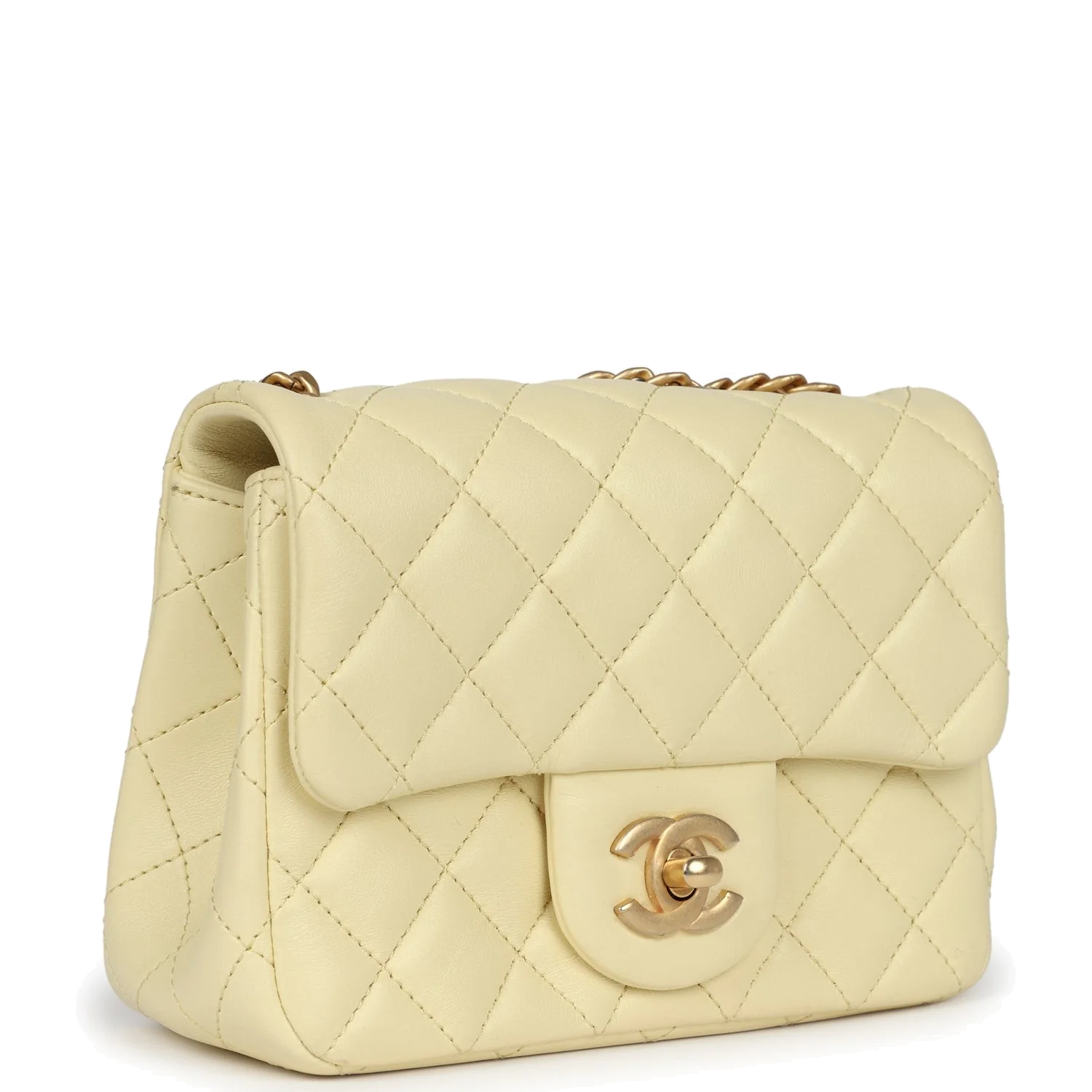 Chanel Mini Camellia Crush Square Flap Yellow Lambskin — фото 3
