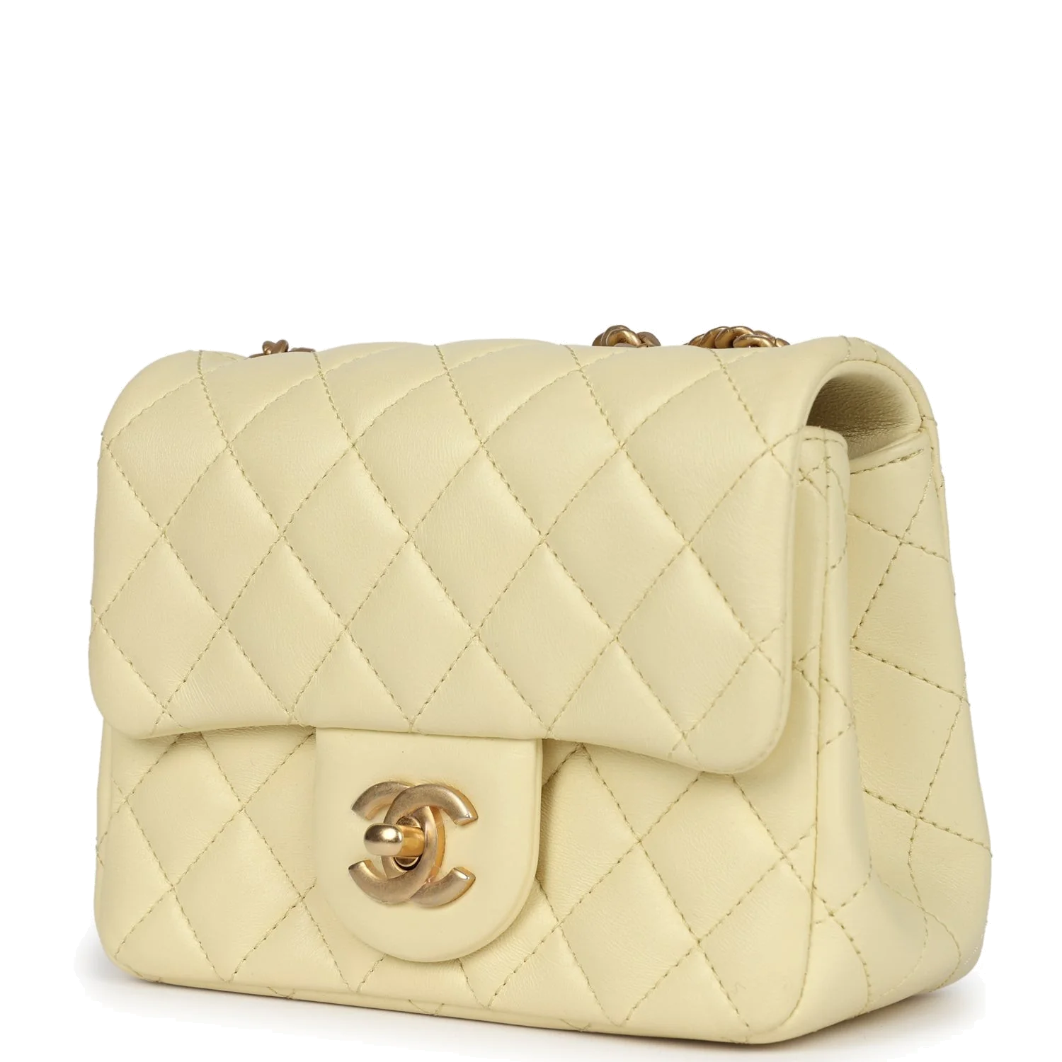 Chanel Mini Camellia Crush Square Flap Yellow Lambskin — фото 4