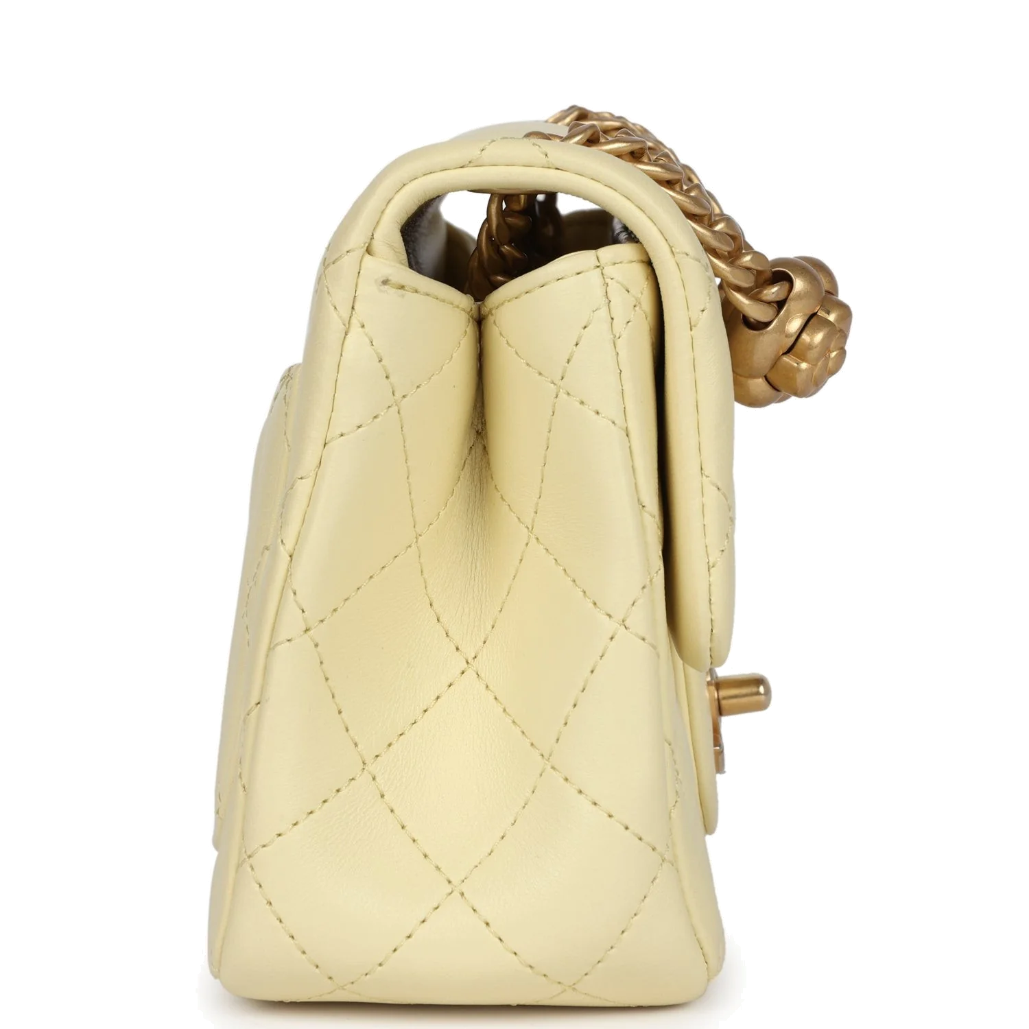 Chanel Mini Camellia Crush Square Flap Yellow Lambskin — фото 5