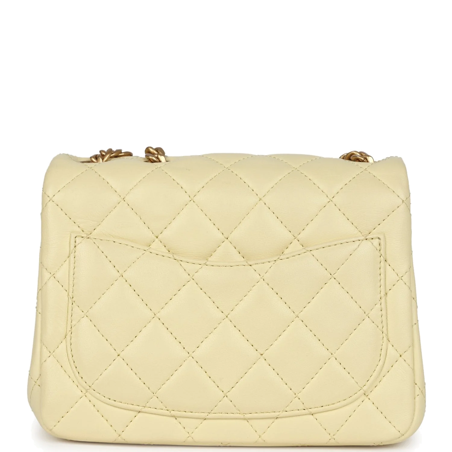 Chanel Mini Camellia Crush Square Flap Yellow Lambskin — фото 6