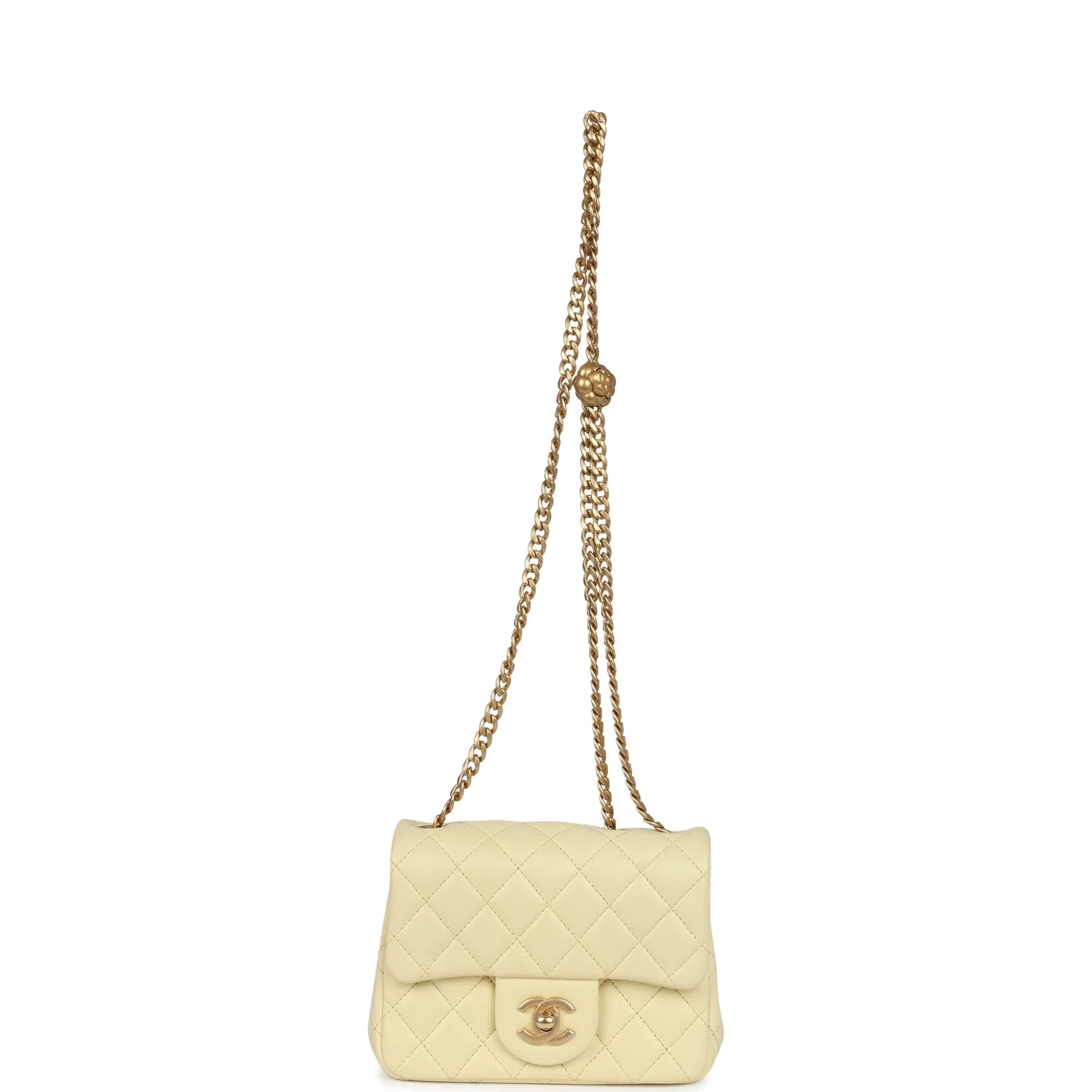 Chanel Mini Camellia Crush Square Flap Yellow Lambskin — фото 8