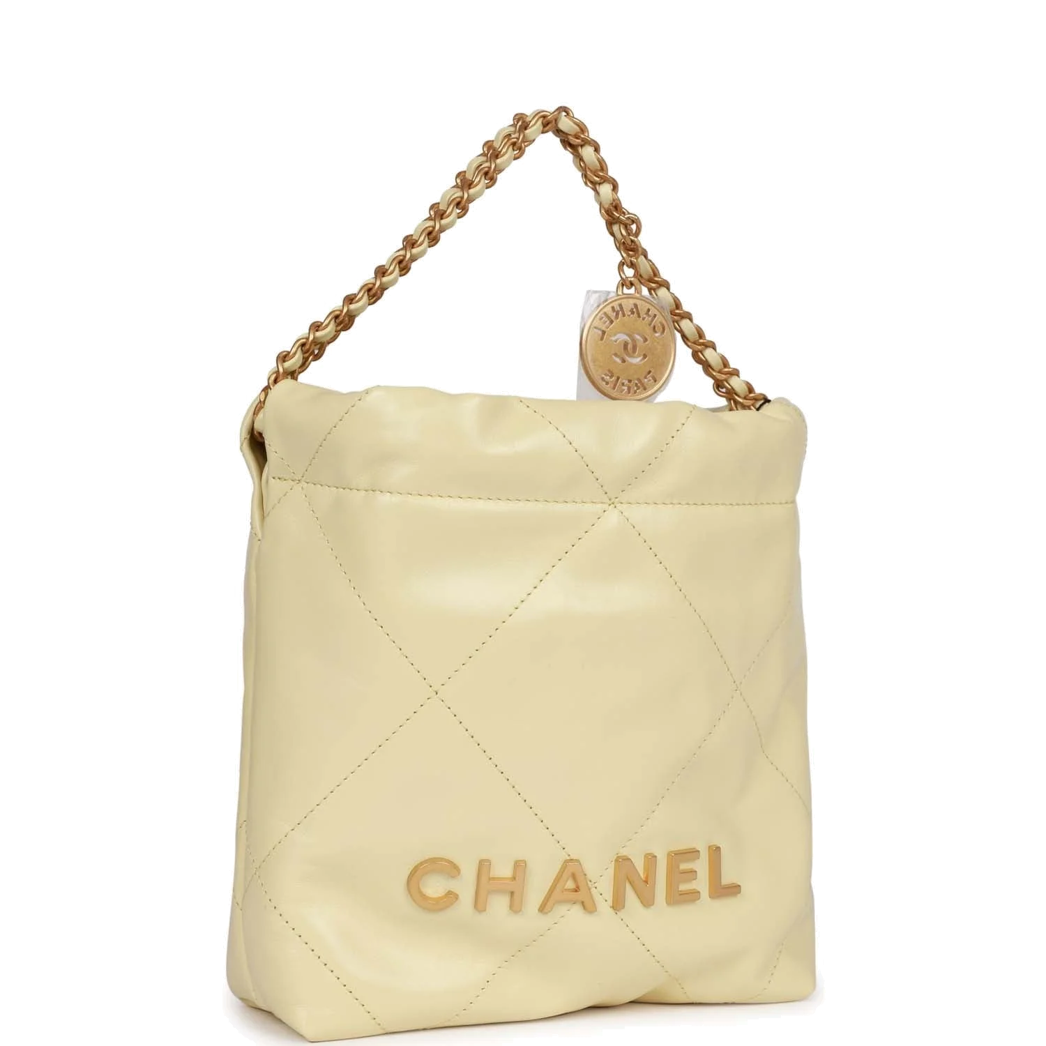 Chanel Mini 22 Bag Yellow Calfskin — фото 3