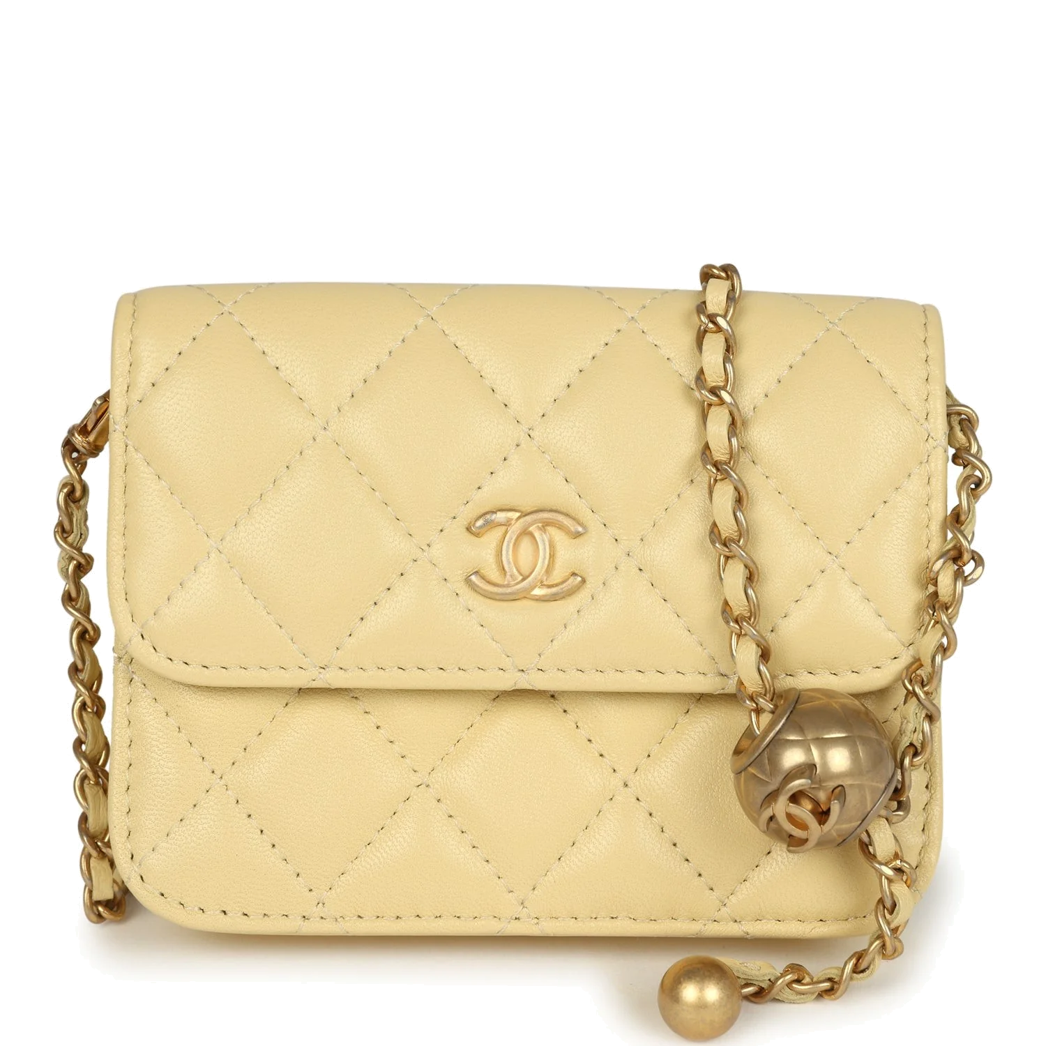 Chanel Mini Pearl Crush Belt Bag Light Yellow Lambskin — фото 1