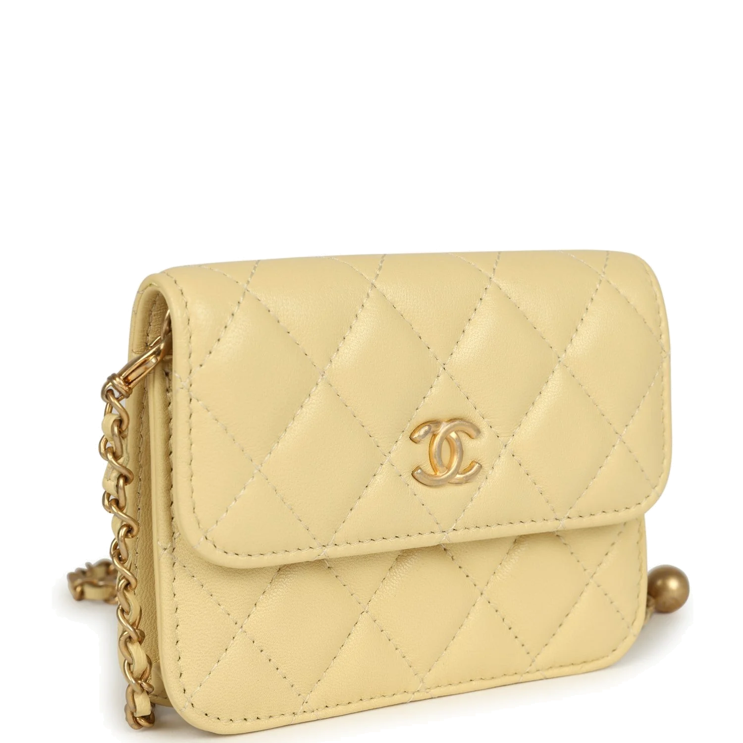 Chanel Mini Pearl Crush Belt Bag Light Yellow Lambskin — фото 3