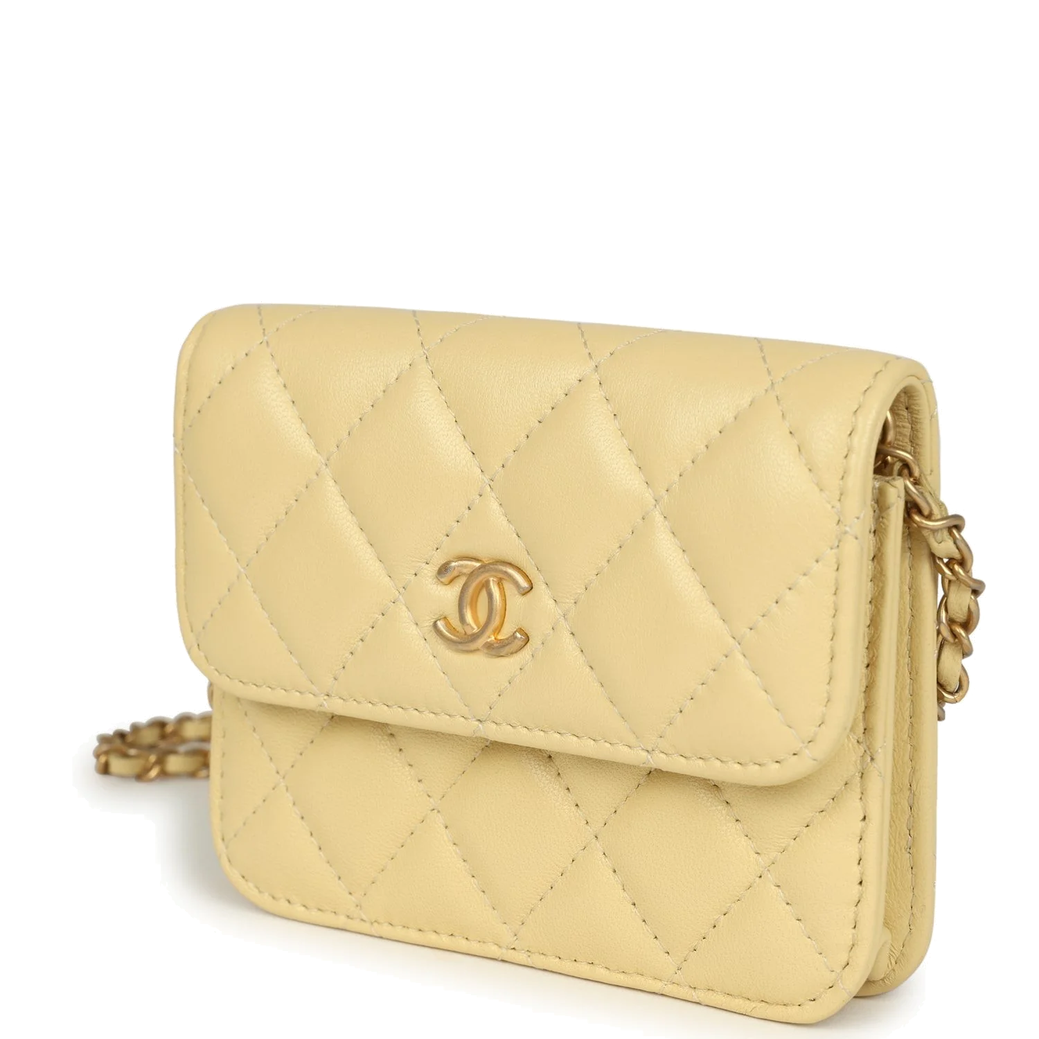 Chanel Mini Pearl Crush Belt Bag Light Yellow Lambskin — фото 6
