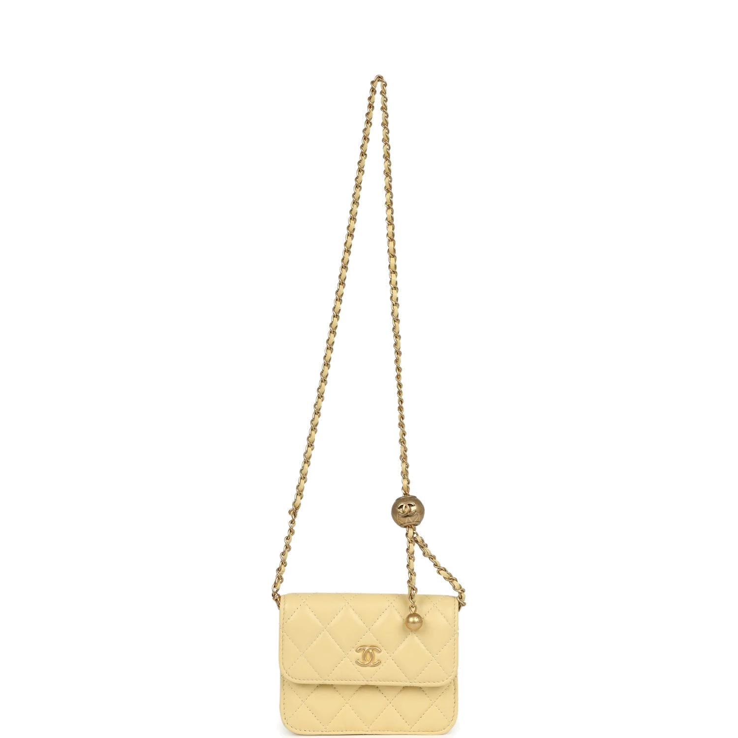 Chanel Mini Pearl Crush Belt Bag Light Yellow Lambskin — фото 8