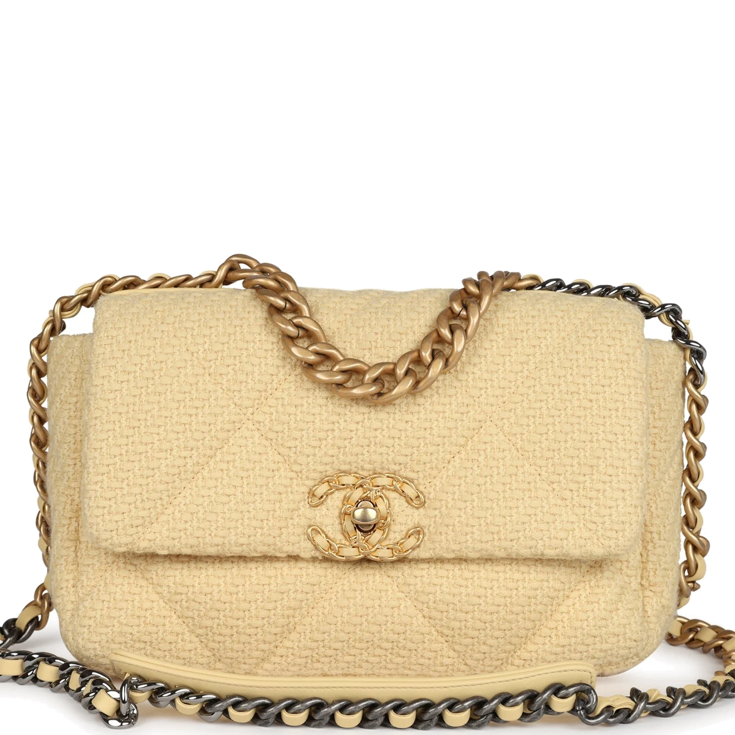 Chanel Medium 19 Flap Bag Light Yellow Wool — фото 2