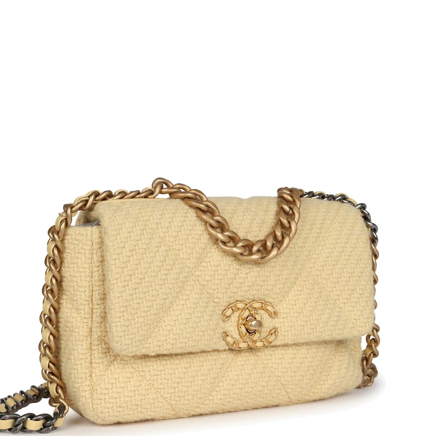 Chanel Medium 19 Flap Bag Light Yellow Wool — фото 3