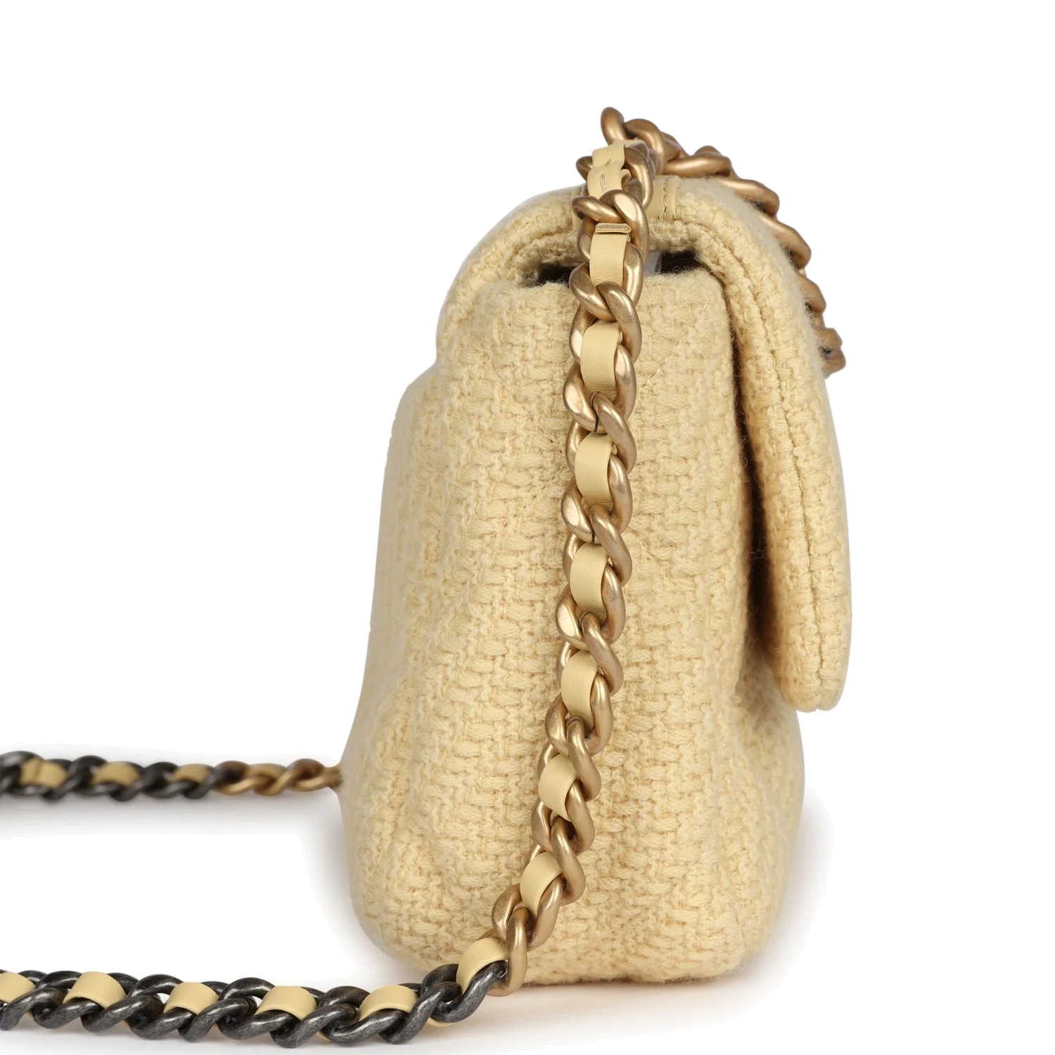 Chanel Medium 19 Flap Bag Light Yellow Wool — фото 4