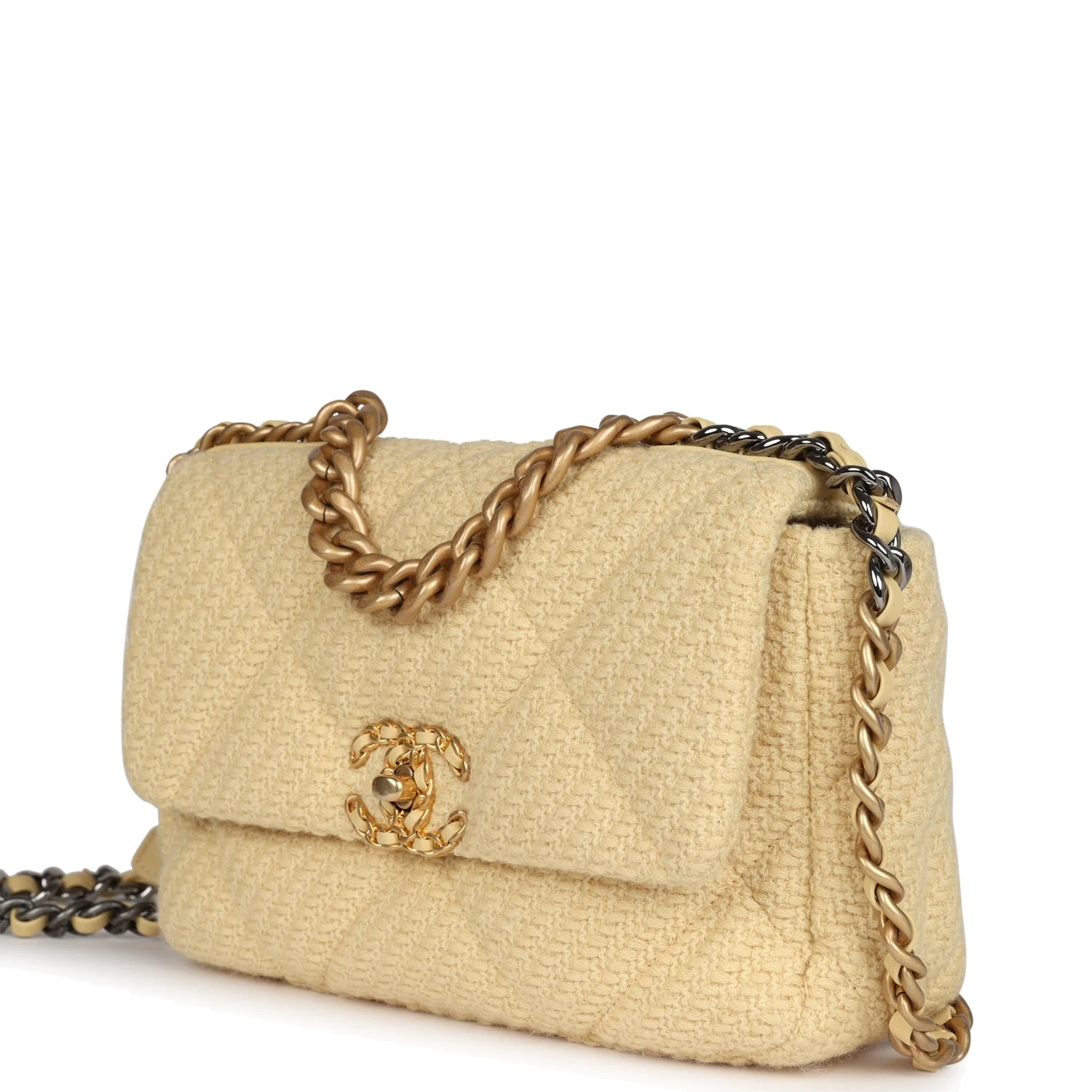 Chanel Medium 19 Flap Bag Light Yellow Wool — фото 6