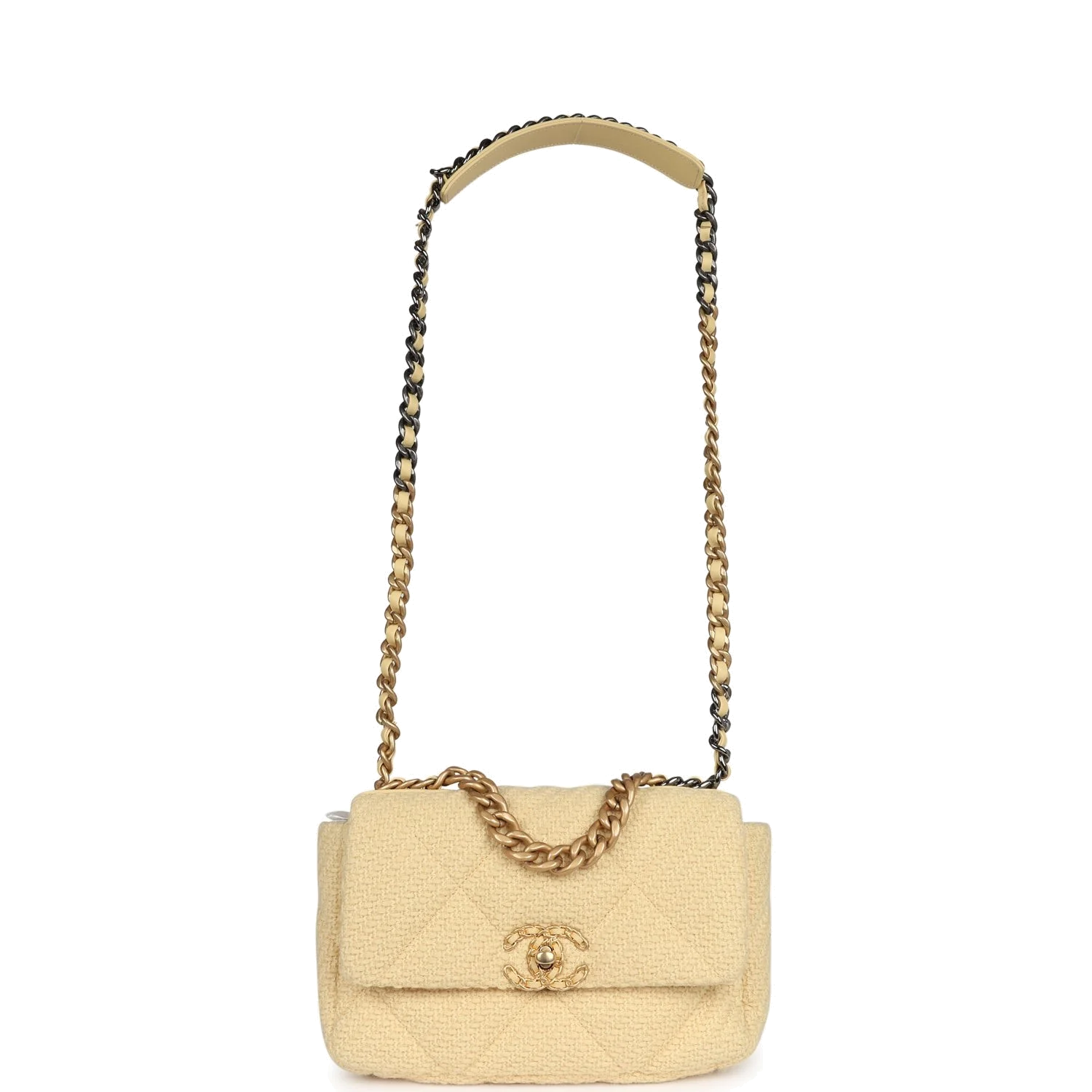 Chanel Medium 19 Flap Bag Light Yellow Wool — фото 8