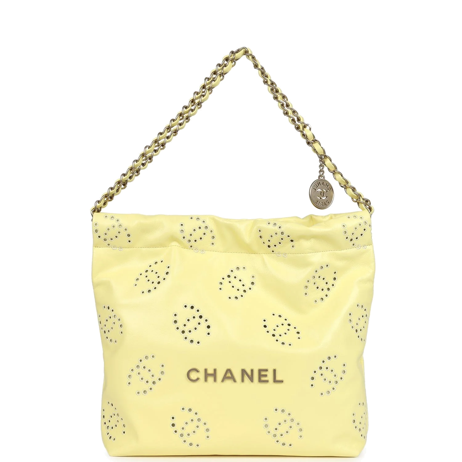 Chanel Small 22 Bag Yellow Shiny Calfskin