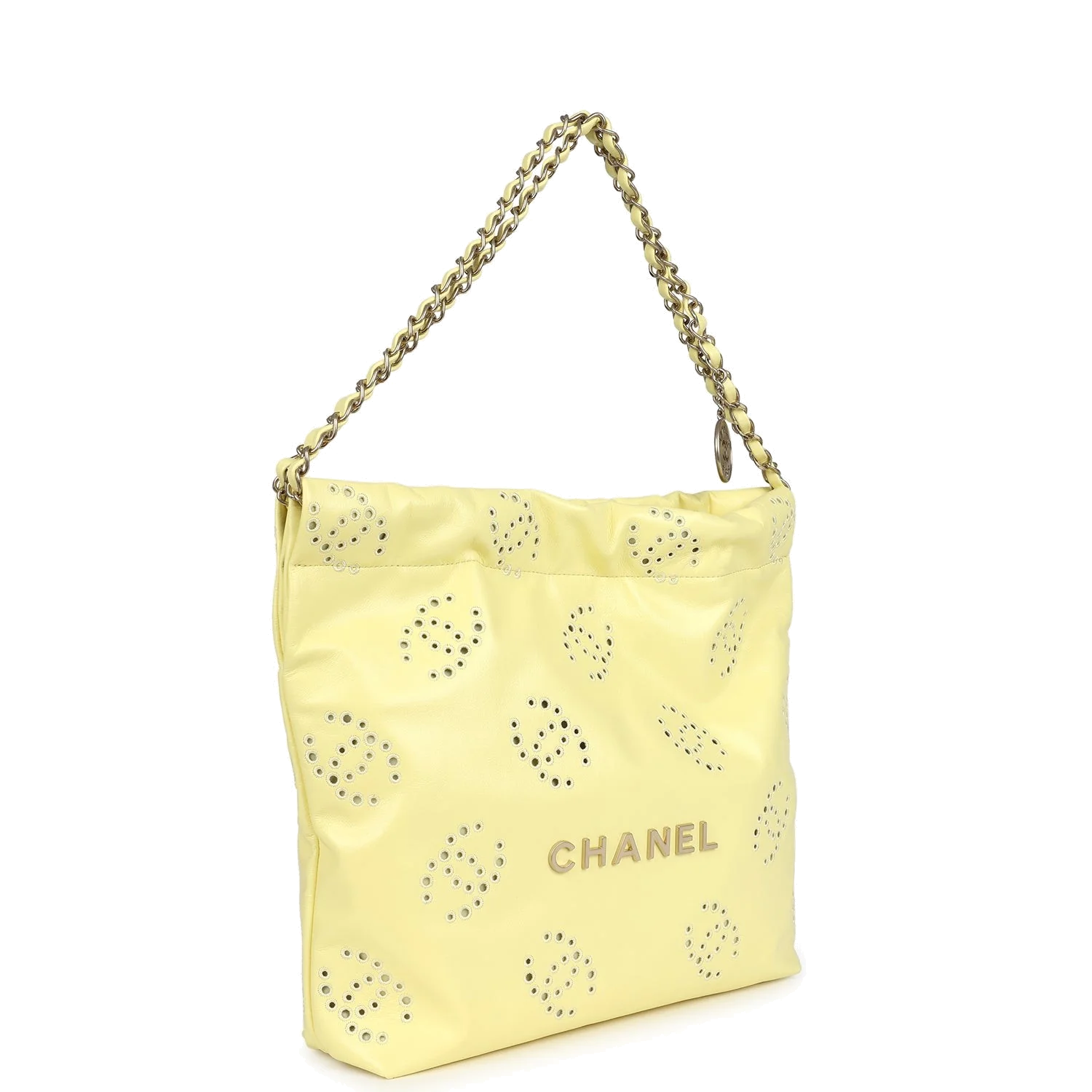Chanel Small 22 Bag Yellow Shiny Calfskin — фото 3