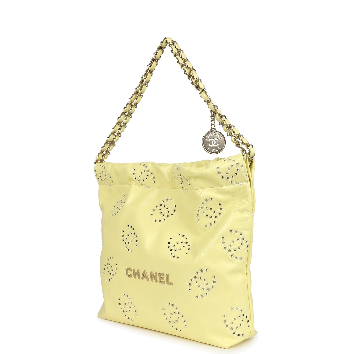 Chanel Small 22 Bag Yellow Shiny Calfskin — фото 6