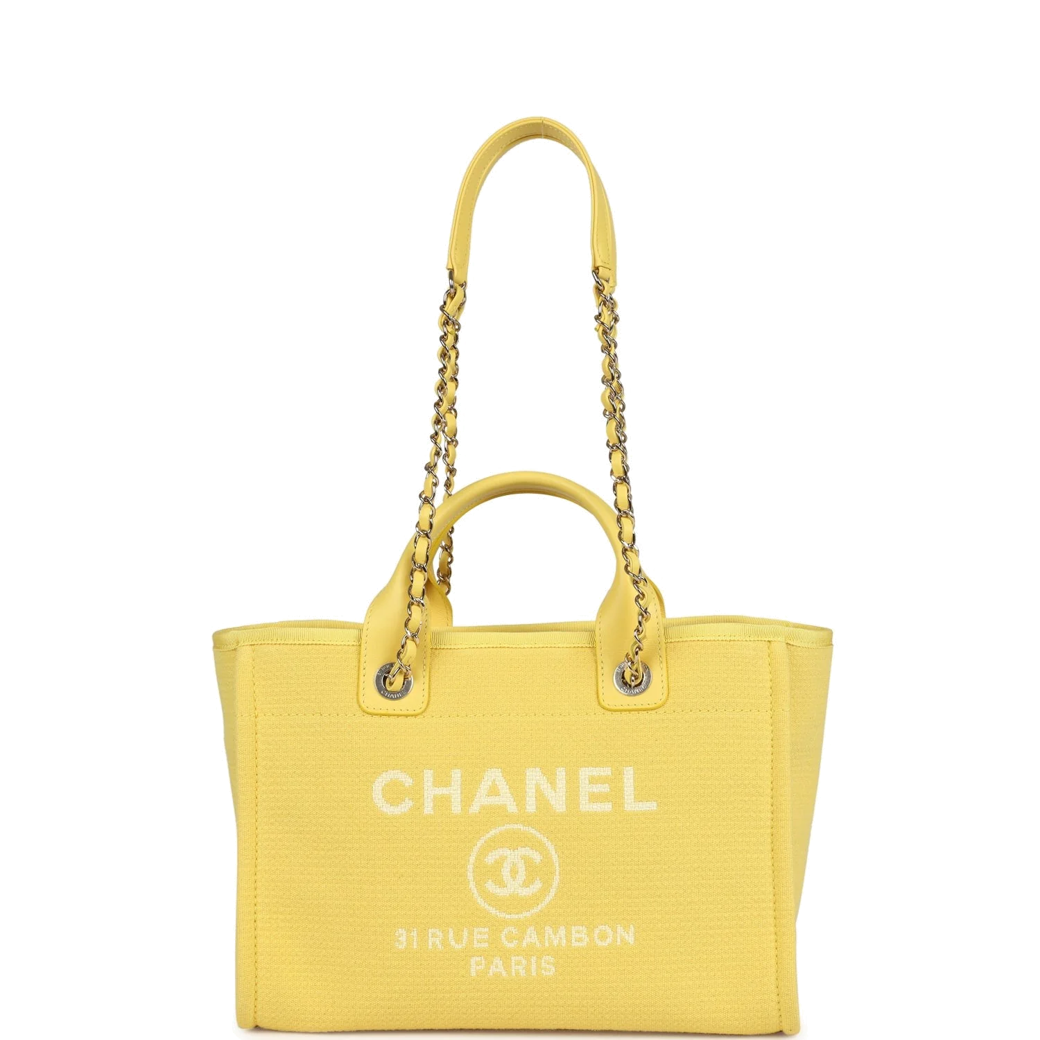 Chanel Small Deauville Shopping Tote Yellow Canvas