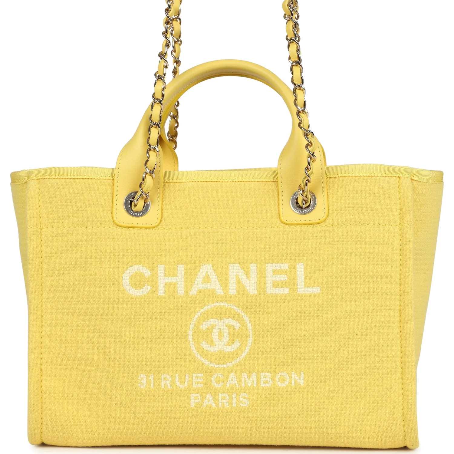 Chanel Small Deauville Shopping Tote Yellow Canvas — фото 3