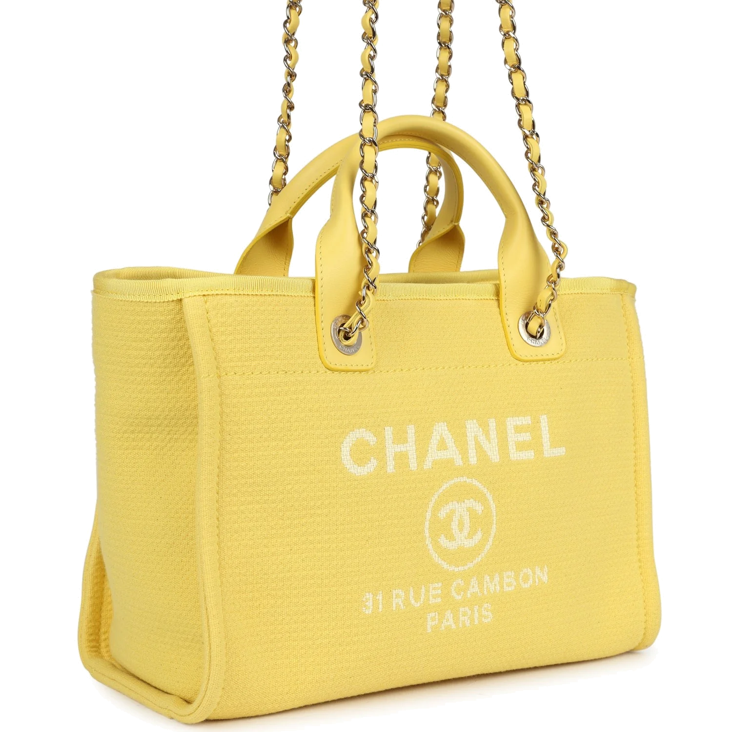 Chanel Small Deauville Shopping Tote Yellow Canvas — фото 4